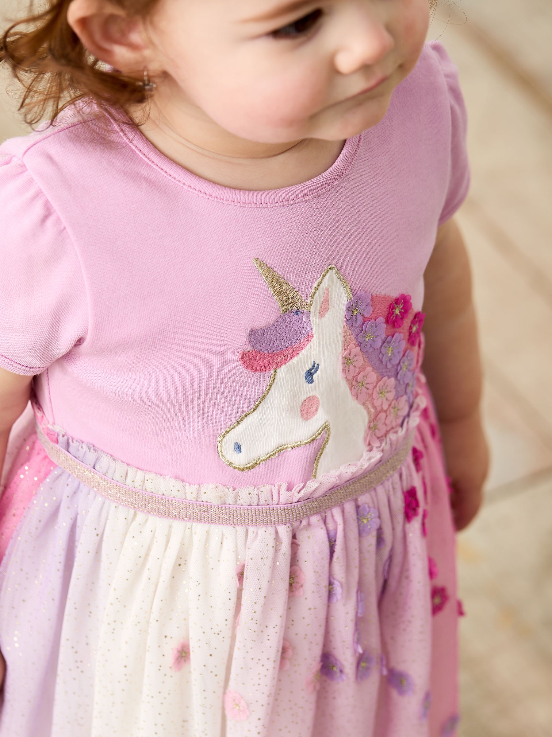 Lilac Purple Unicorn Appliqué Tulle Party Dress - Image 4 of 7
