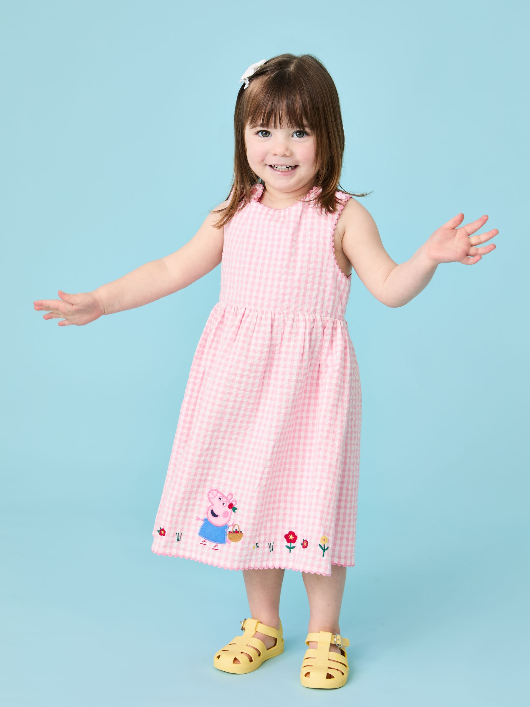Pink Peppa Pig Applique Gingham Cross Back Dress | JoJo Maman Bébé USA
