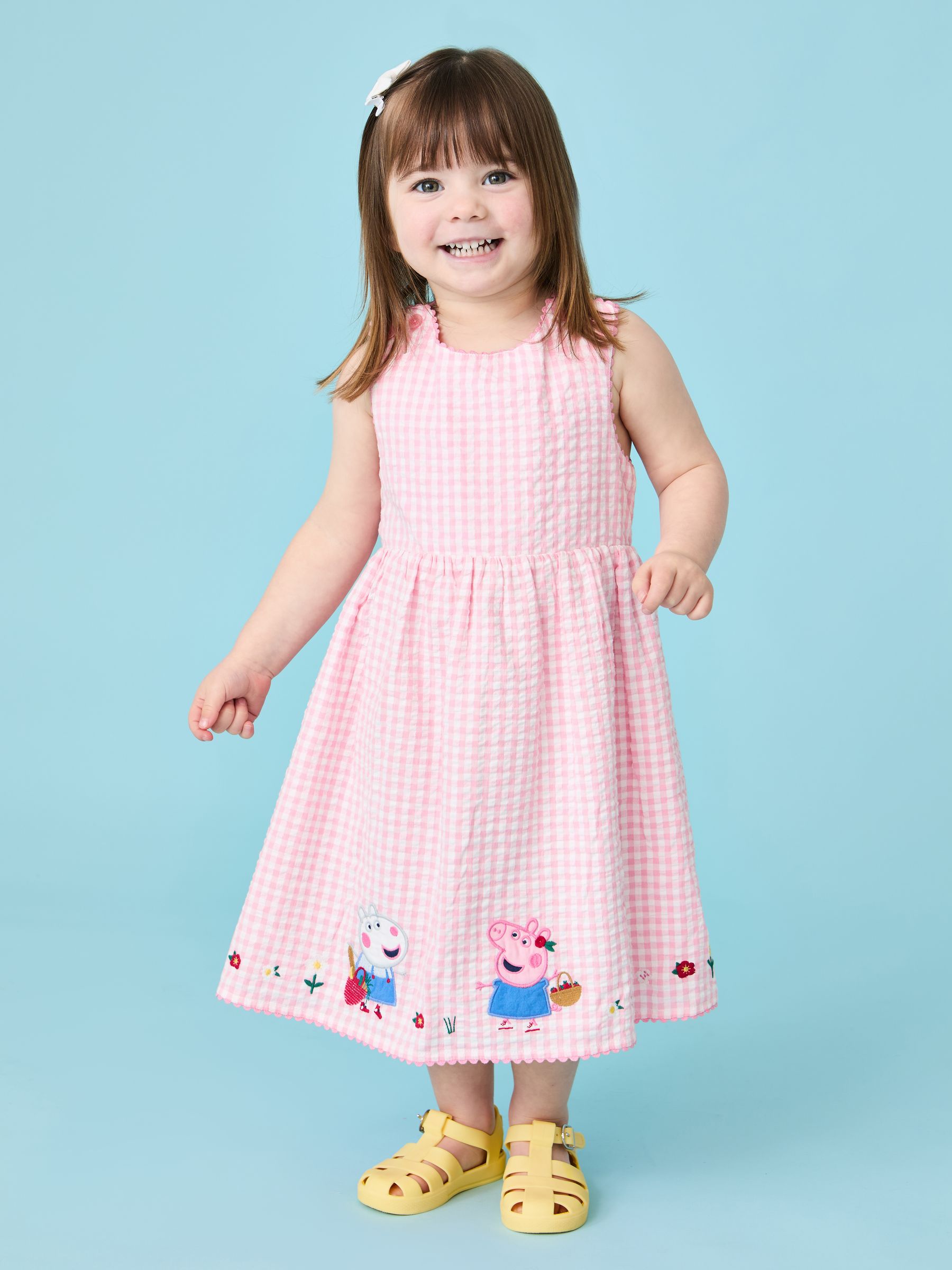 Pink Peppa Pig Applique Gingham Cross Back Dress | JoJo Maman Bébé USA