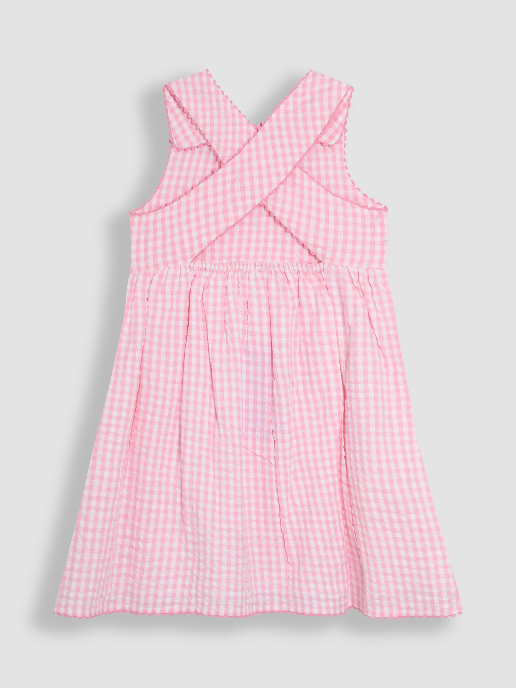 Pink Peppa Pig Applique Gingham Cross Back Dress - Image 6 of 7