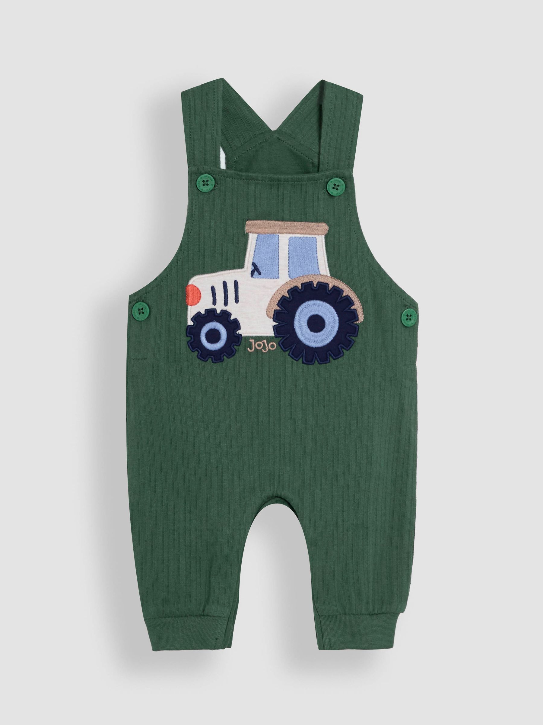 Khaki Tractor 2-Piece Appliqué Dungarees & T-Shirt Set - Image 3 of 6