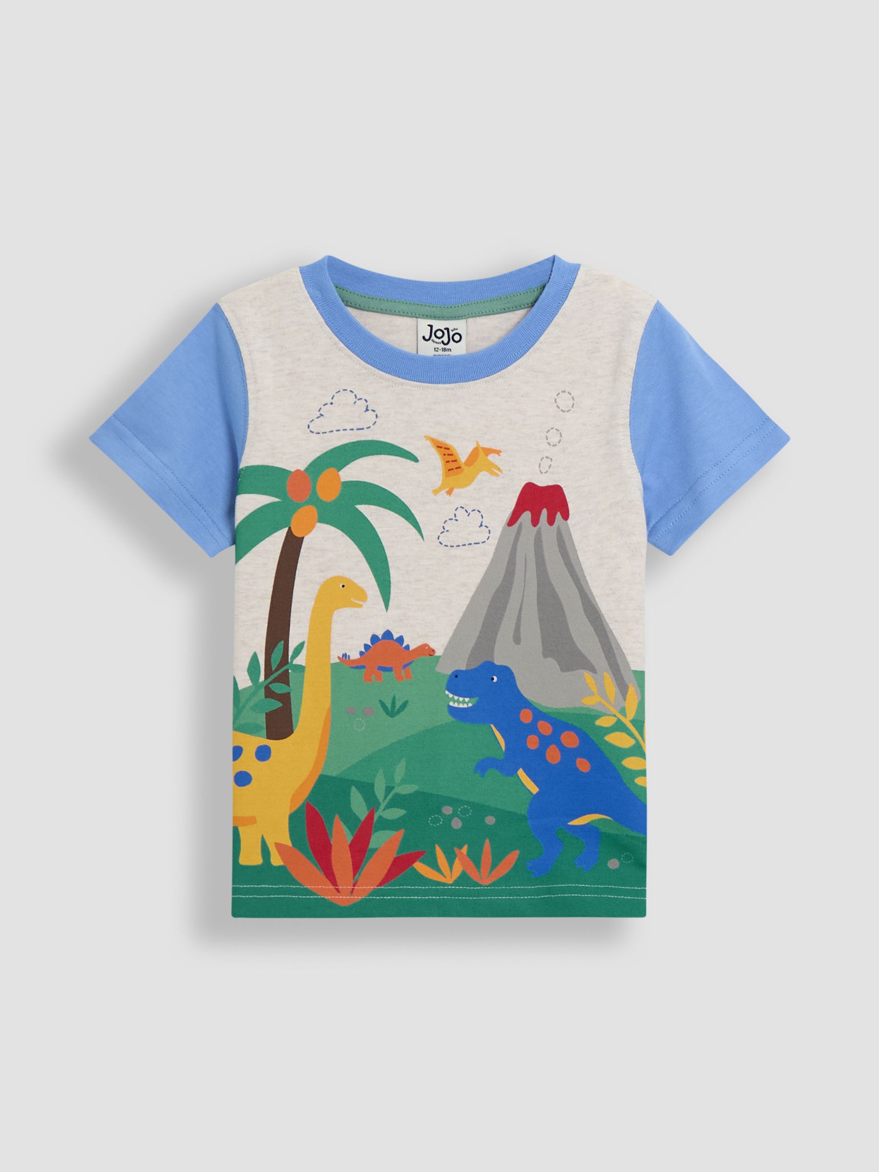 Blue Dino Scene Appliqué T-Shirt & Shorts Set 2 Piece - Image 2 of 6