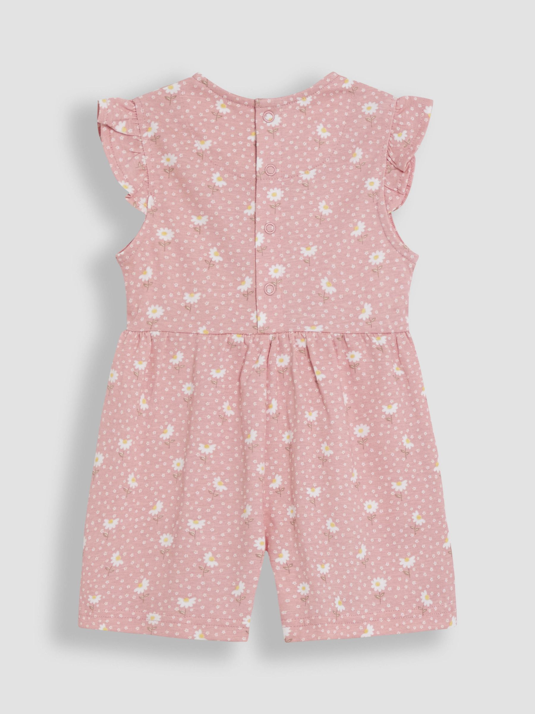 Pink Daisy Floral Ruffle Shoulder 100% Cotton Playsuit - Image 2 of 3