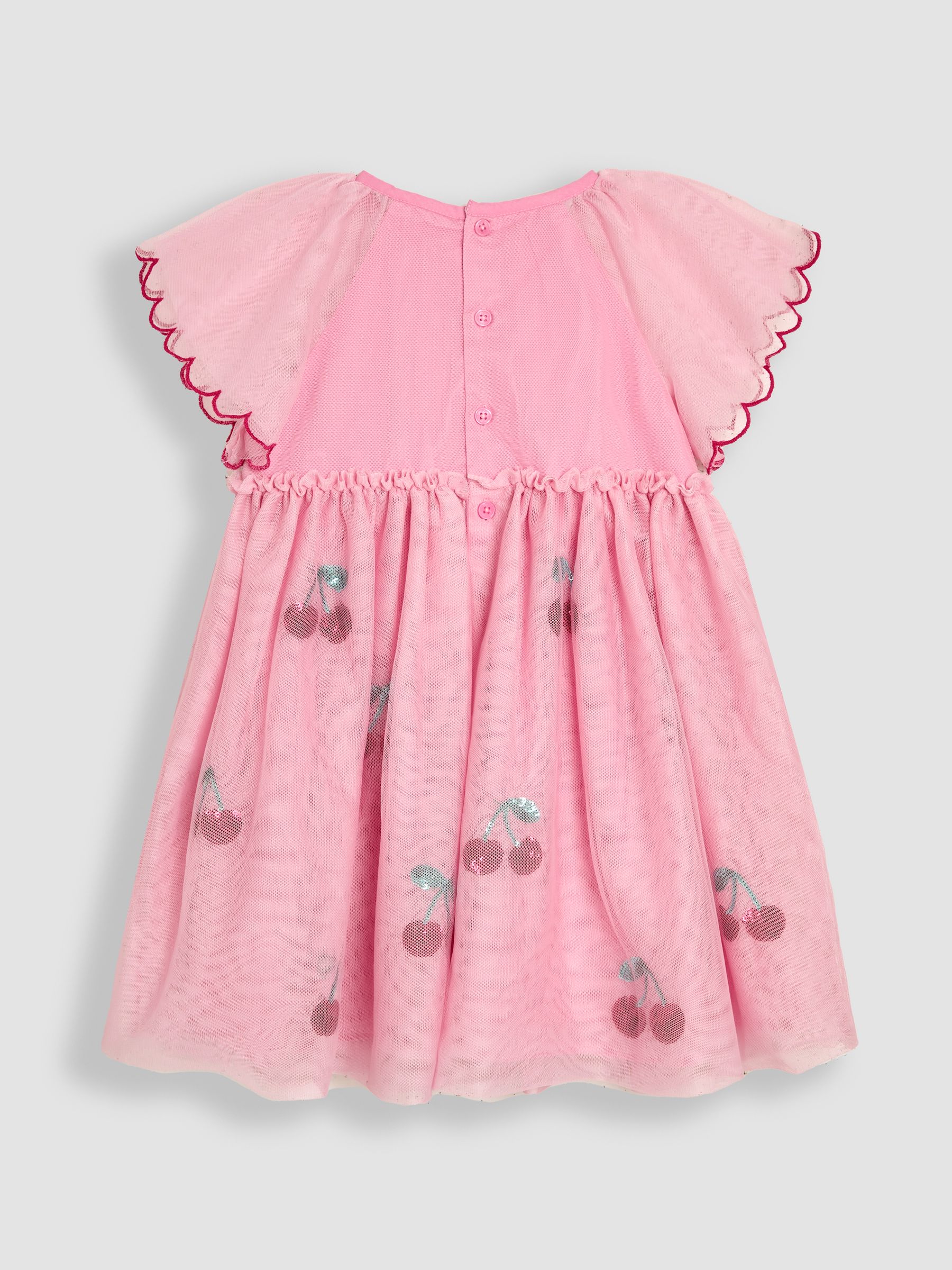 Pink Cherry Angel Sleeve Appliqué Tulle Party Dress - Image 2 of 3
