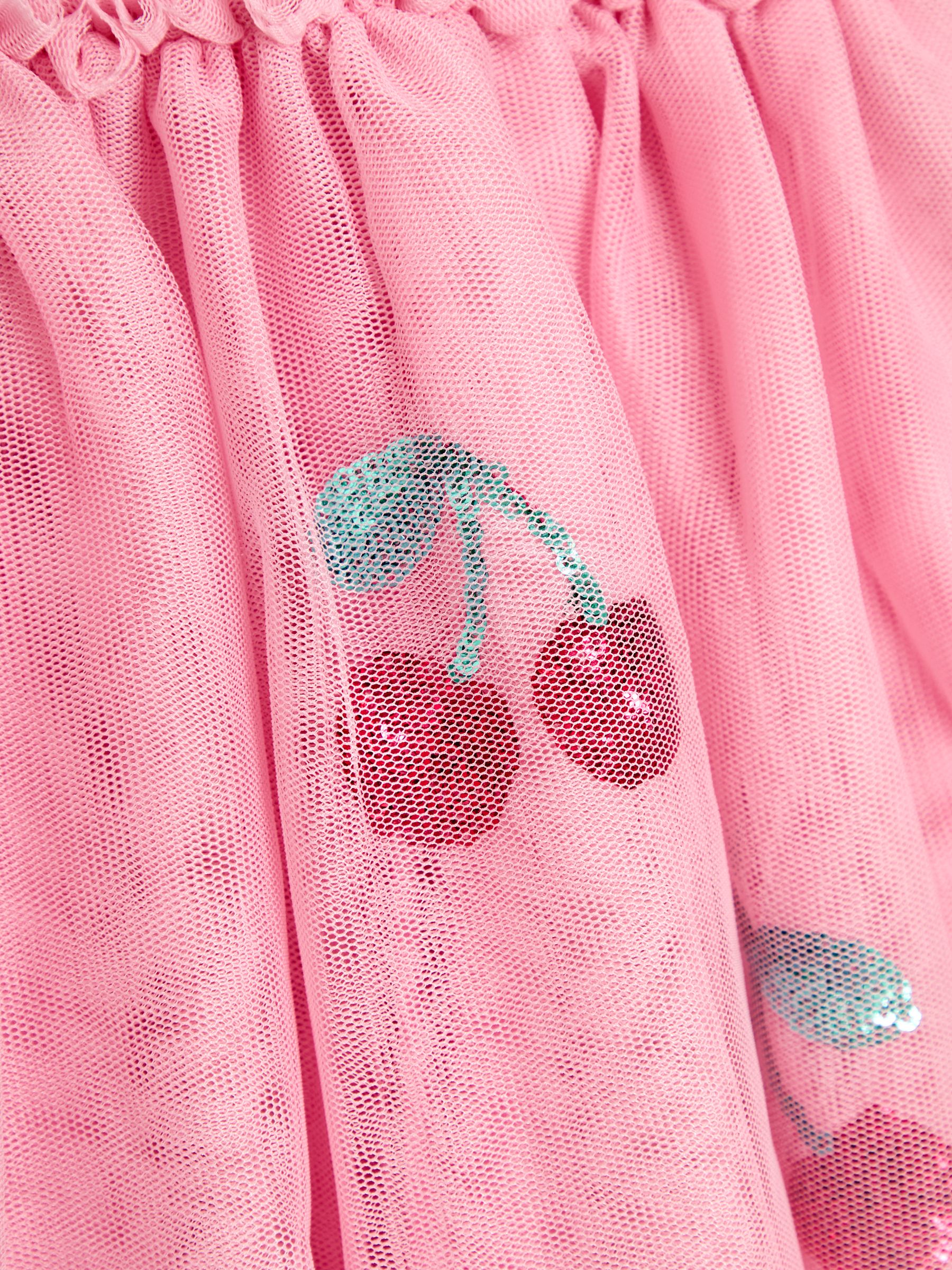 Pink Cherry Angel Sleeve Appliqué Tulle Party Dress - Image 3 of 3