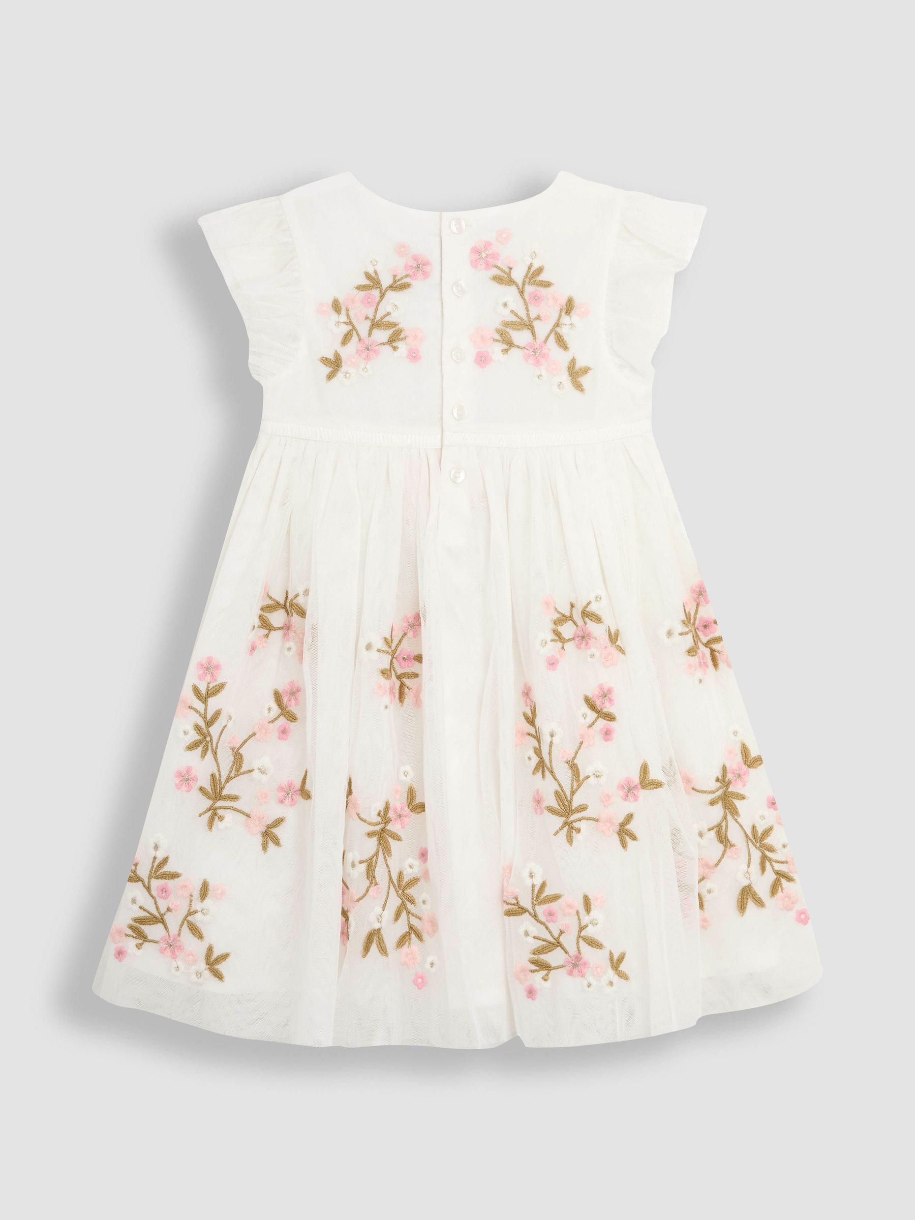 Cream Floral Embroidered Tulle Party Dress - Image 2 of 3