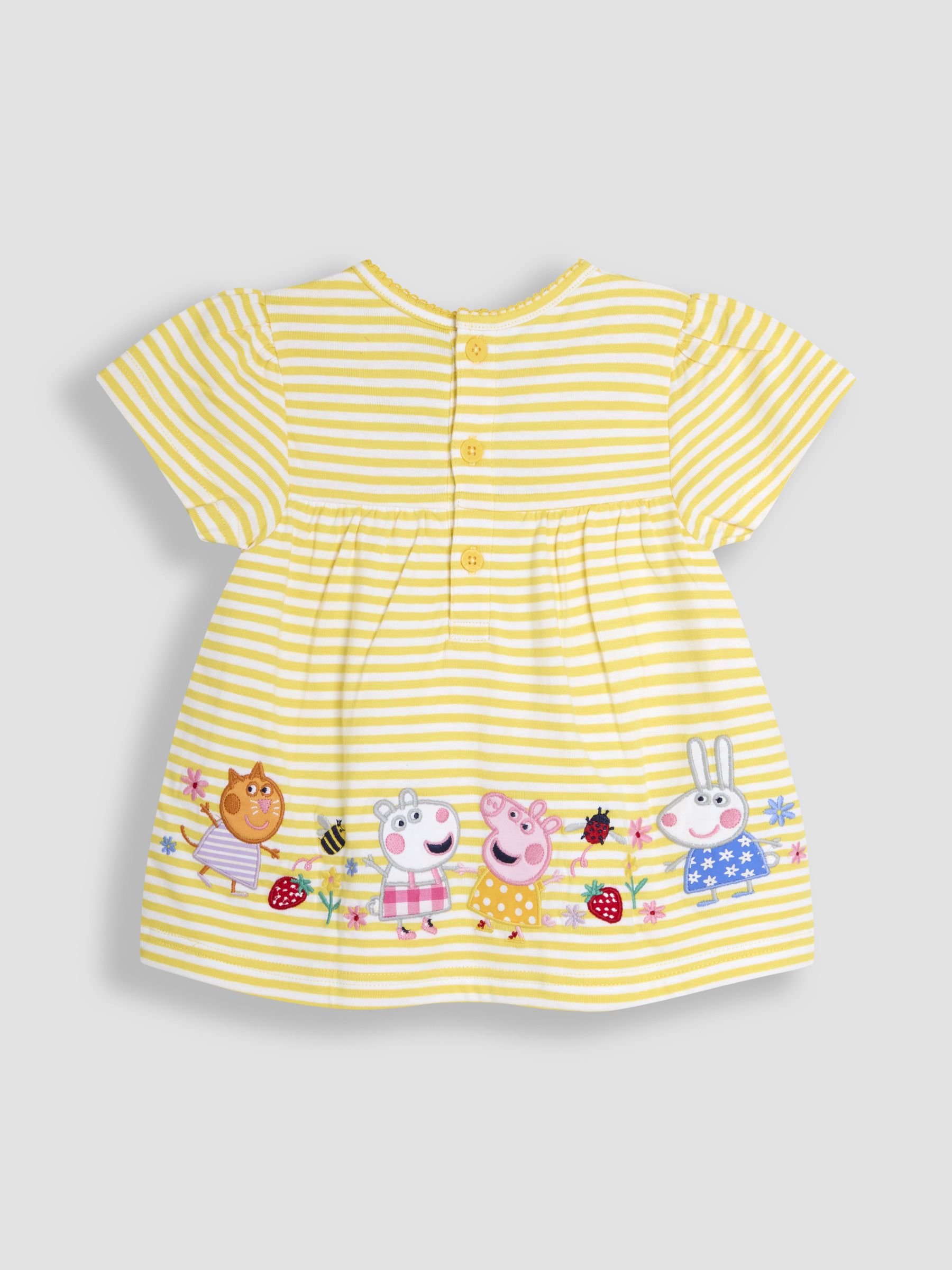 Yellow 100% Cotton 2-Piece Peppa Pig Embroidered Top & Chambray Shorts Set - Image 3 of 6