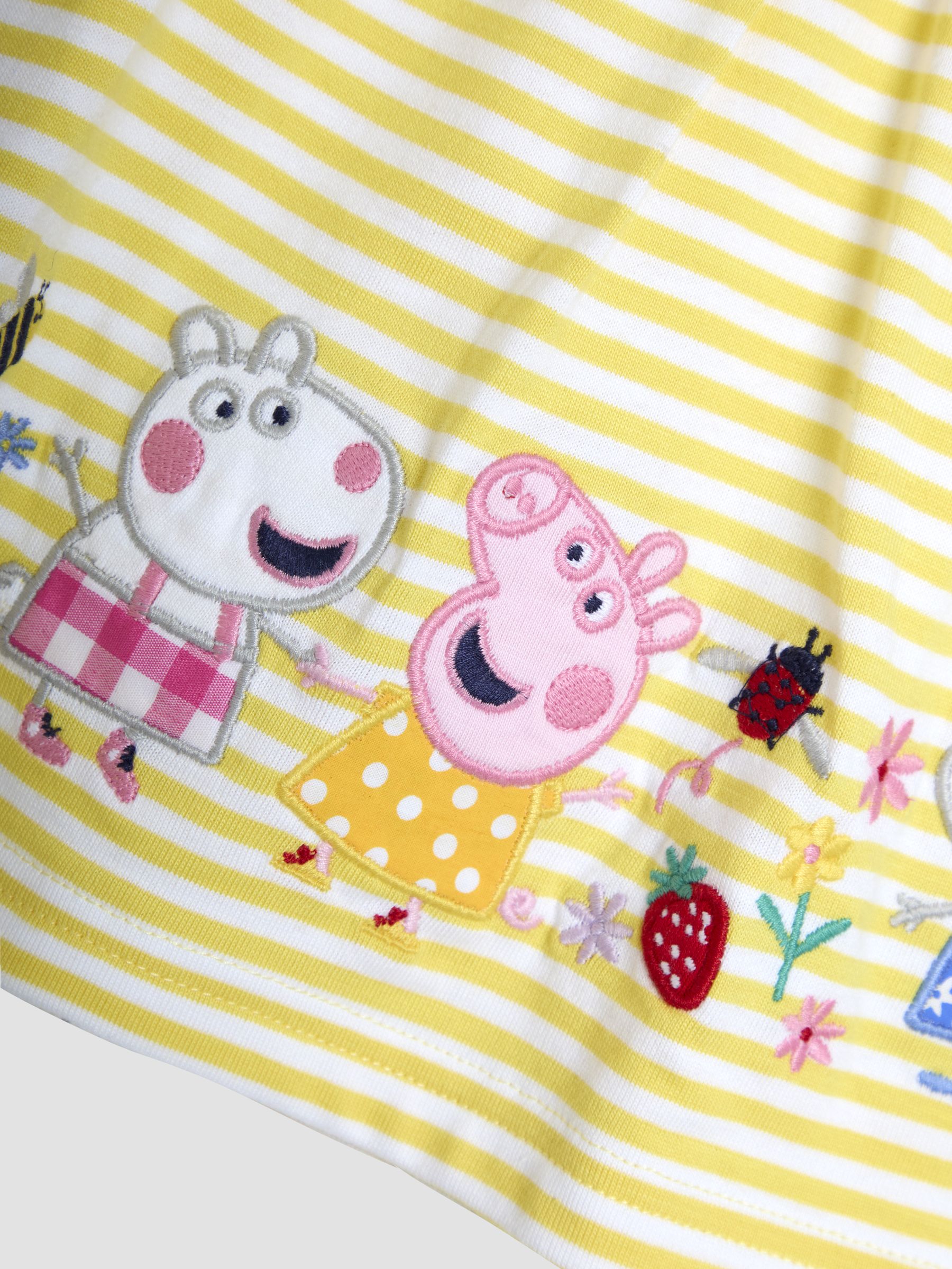 Yellow 100% Cotton 2-Piece Peppa Pig Embroidered Top & Chambray Shorts Set - Image 6 of 6