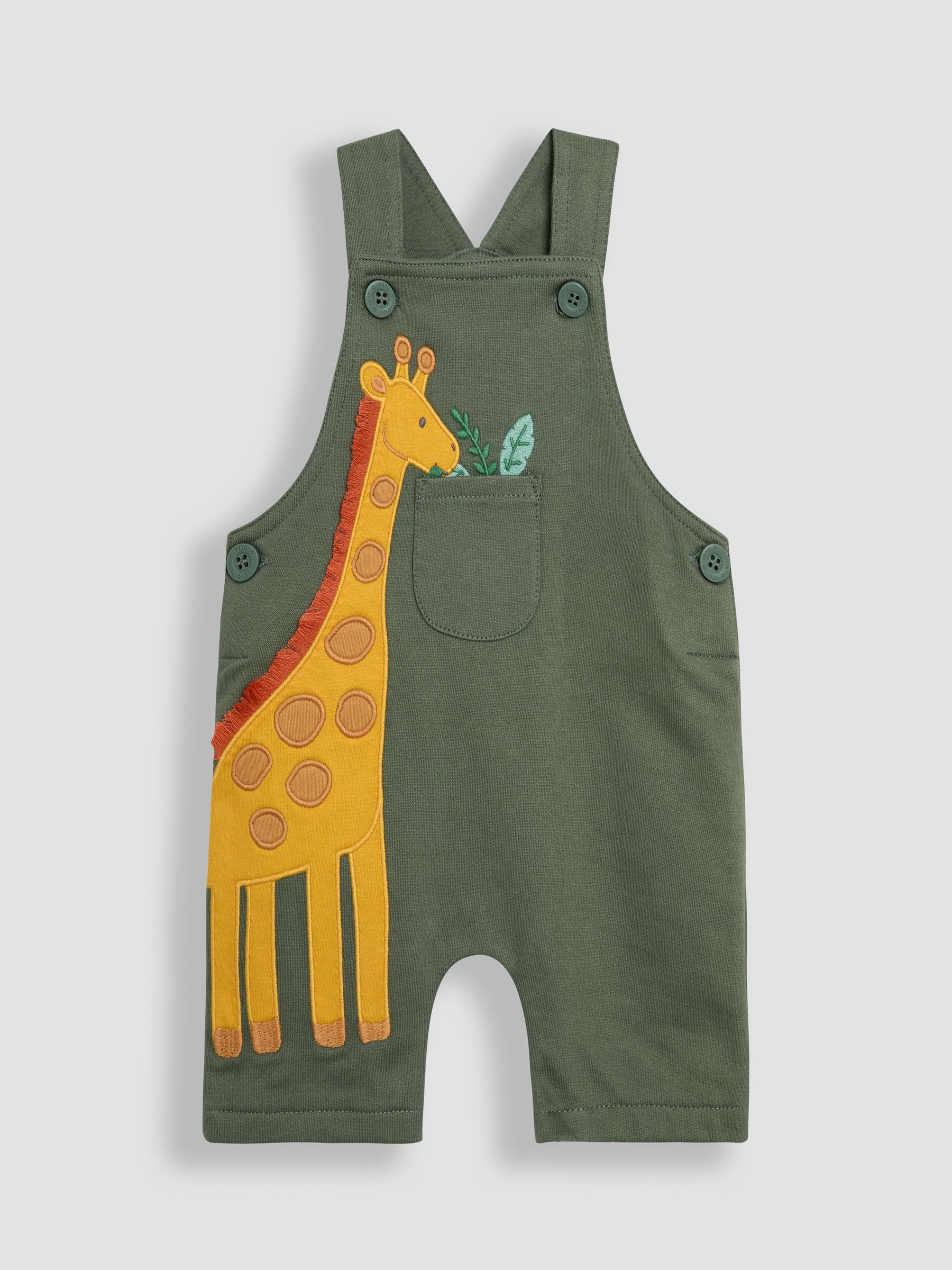 Khaki Giraffe 2-Piece Appliqué Dungarees & T-Shirt Set - Image 2 of 7