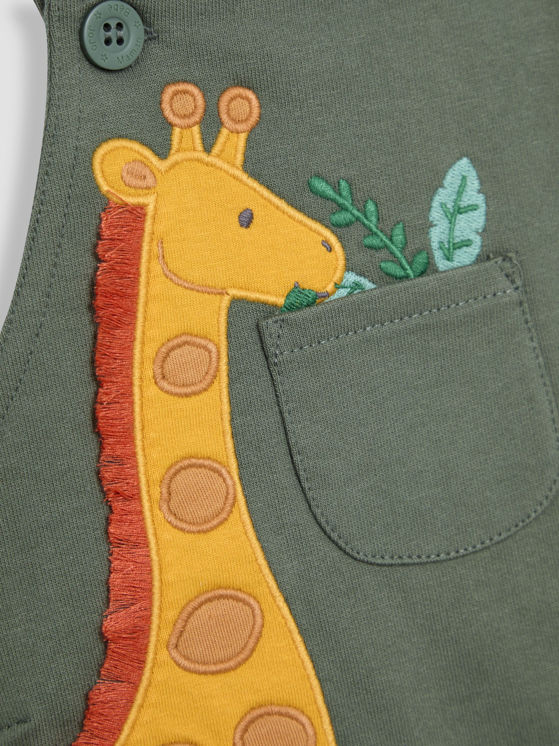 Khaki Giraffe 2-Piece Appliqué Dungarees & T-Shirt Set - Image 7 of 7