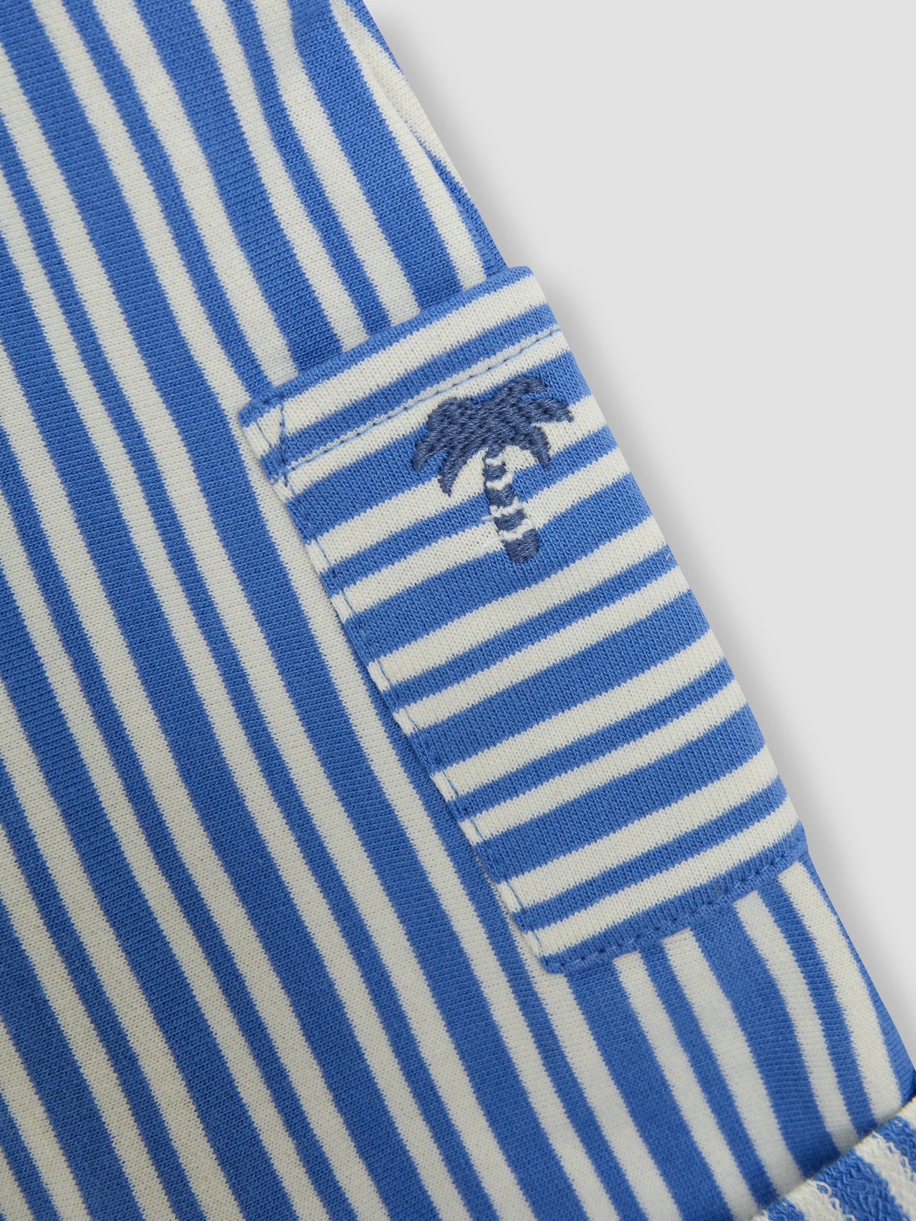 Blue 3-Piece Stripe Dungarees & T-Shirt Set with Hat - Image 5 of 9