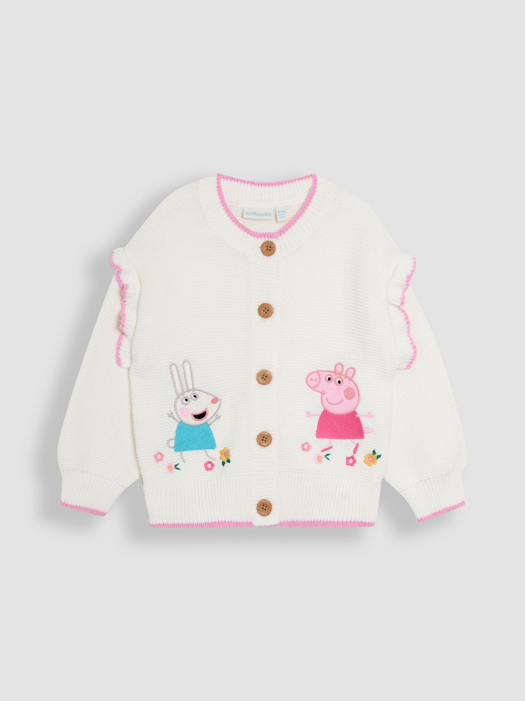 Cream Peppa Pig Embroidered 100% Cotton Cardigan - Image 1 of 3