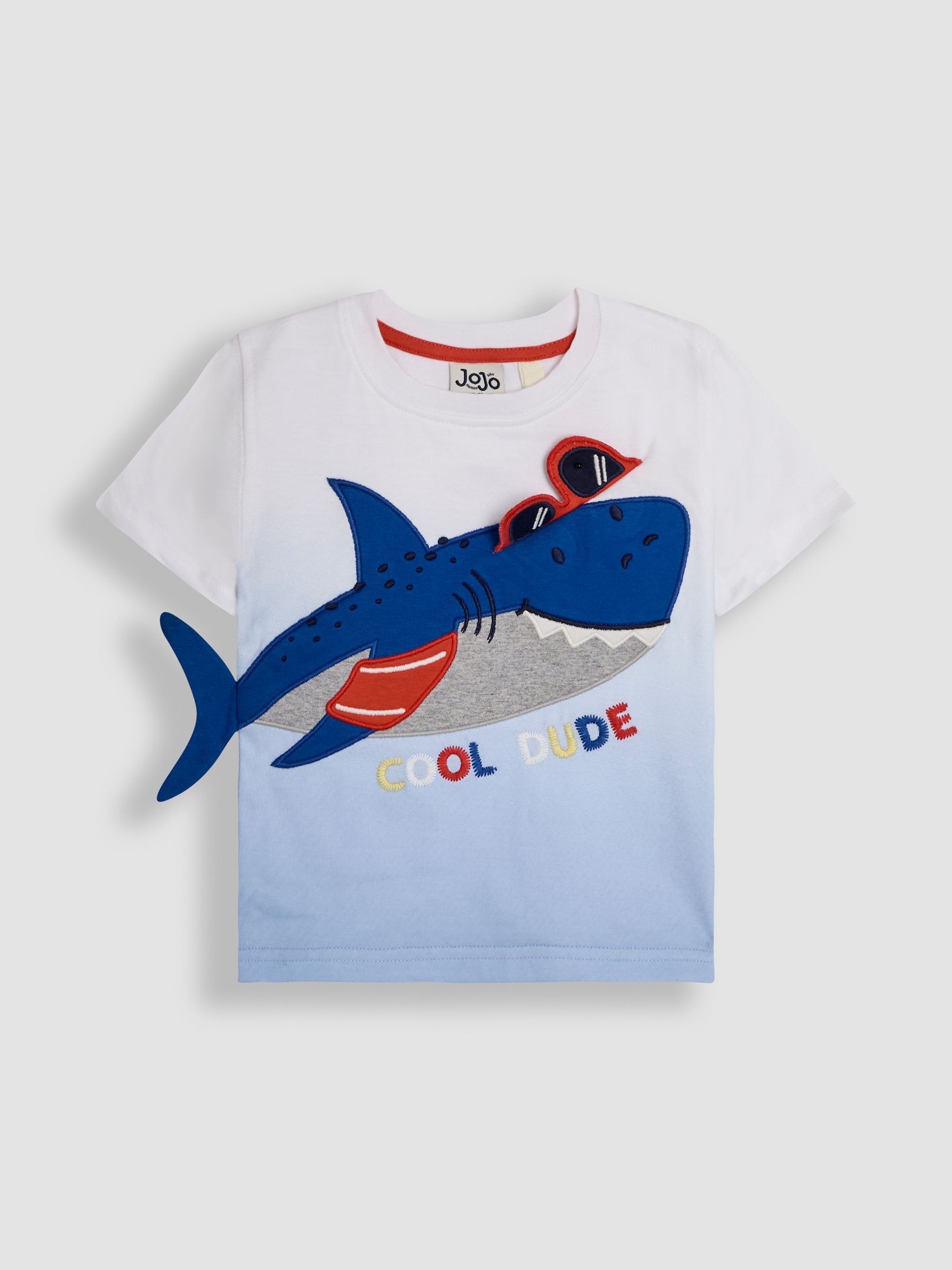 Blue Shark 2 Piece Appliqué 100% Cotton T-Shirt & Short Set - Image 2 of 6