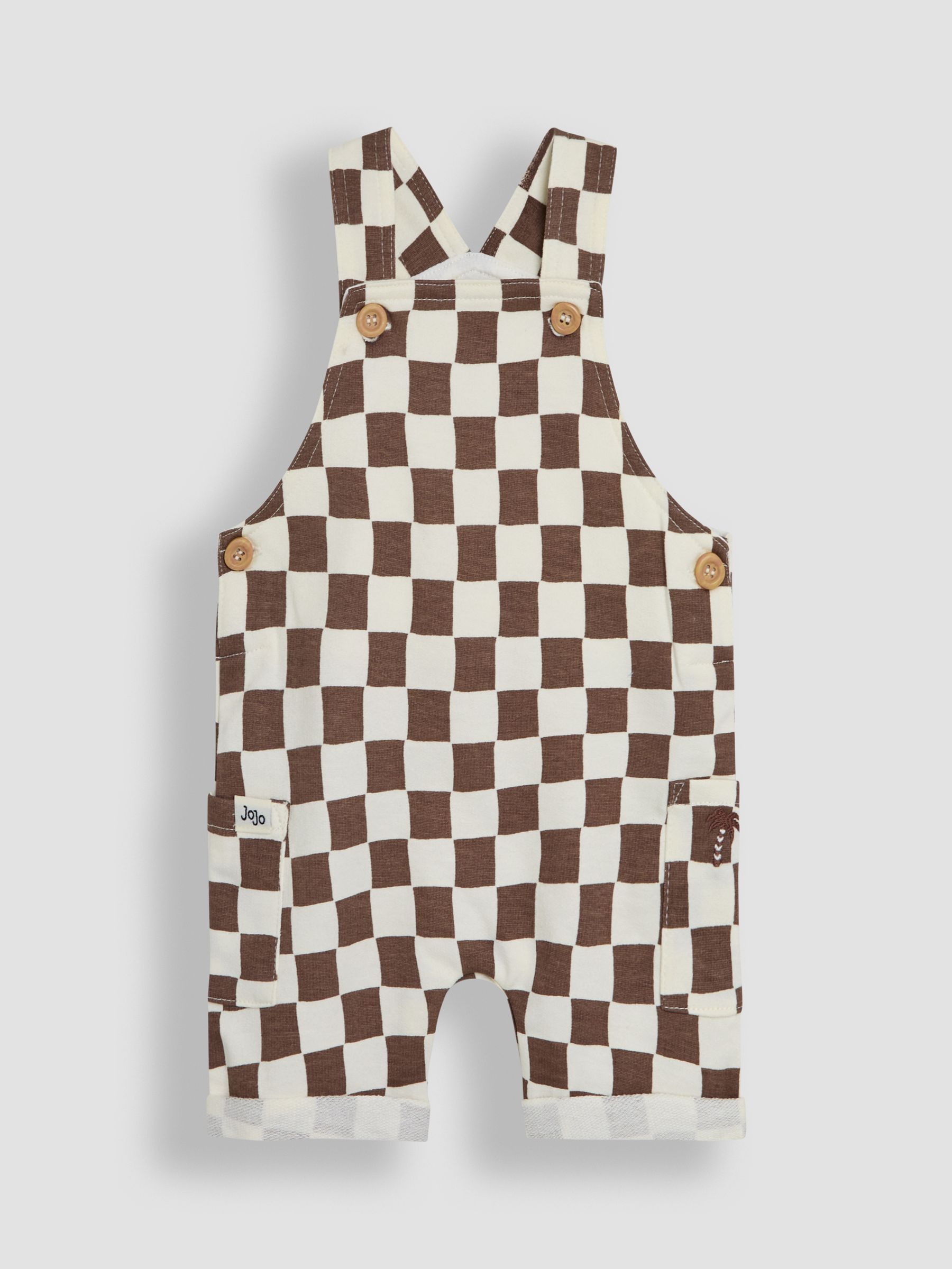 Stone 2-Piece Checkerboard Dungarees & T-Shirt Set - Image 2 of 7