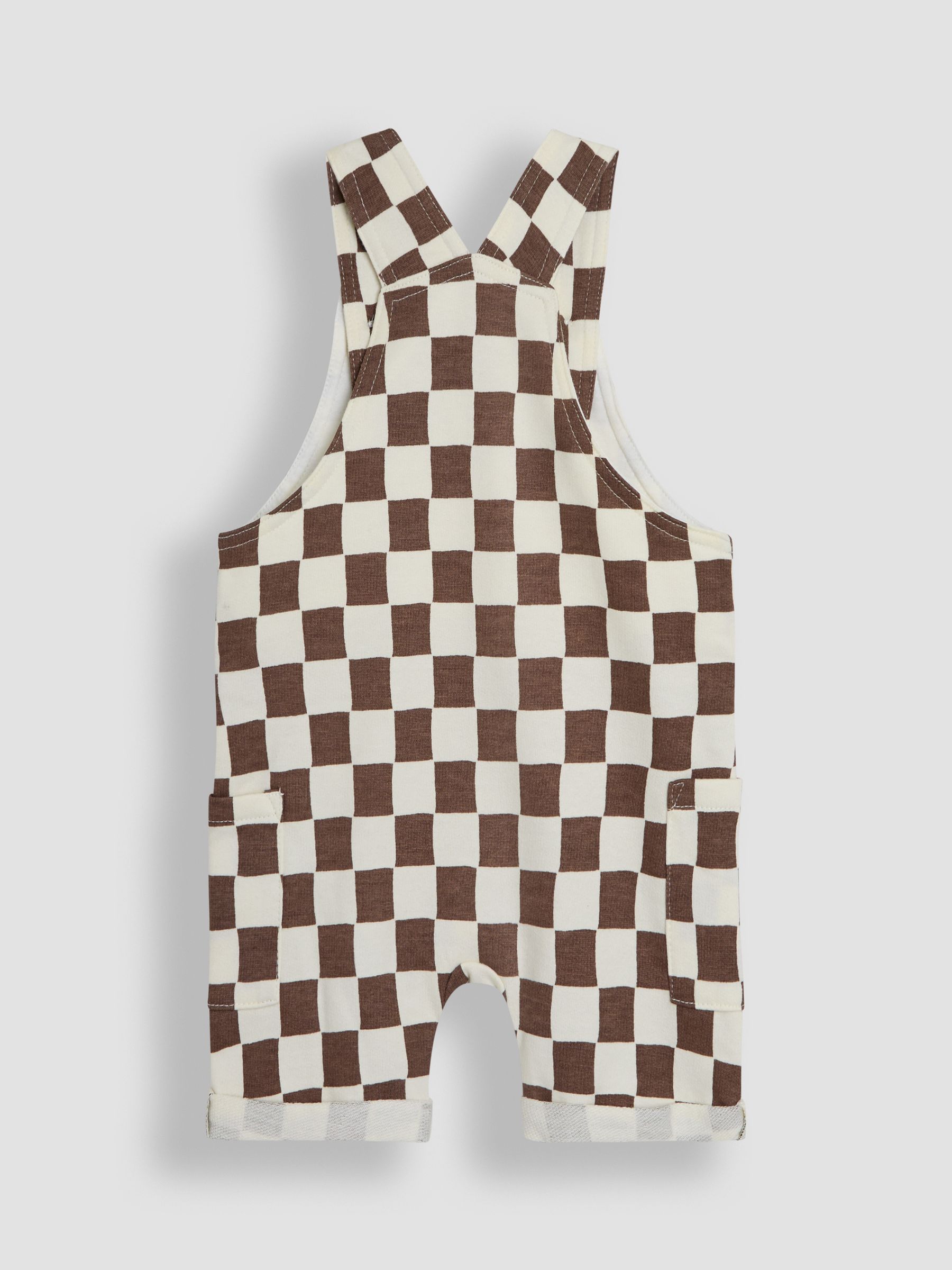 Stone 2-Piece Checkerboard Dungarees & T-Shirt Set - Image 3 of 7