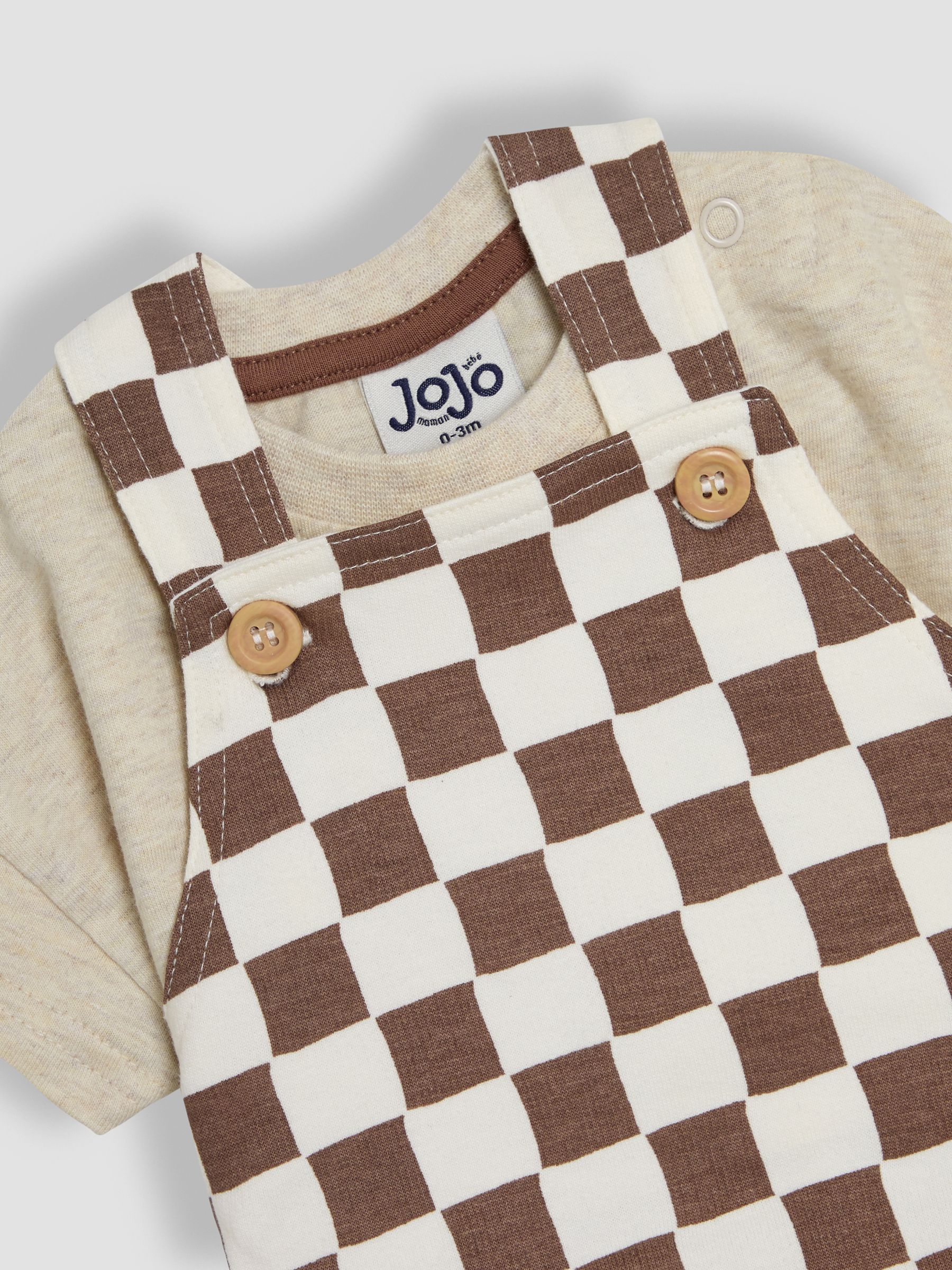 Stone 2-Piece Checkerboard Dungarees & T-Shirt Set - Image 6 of 7