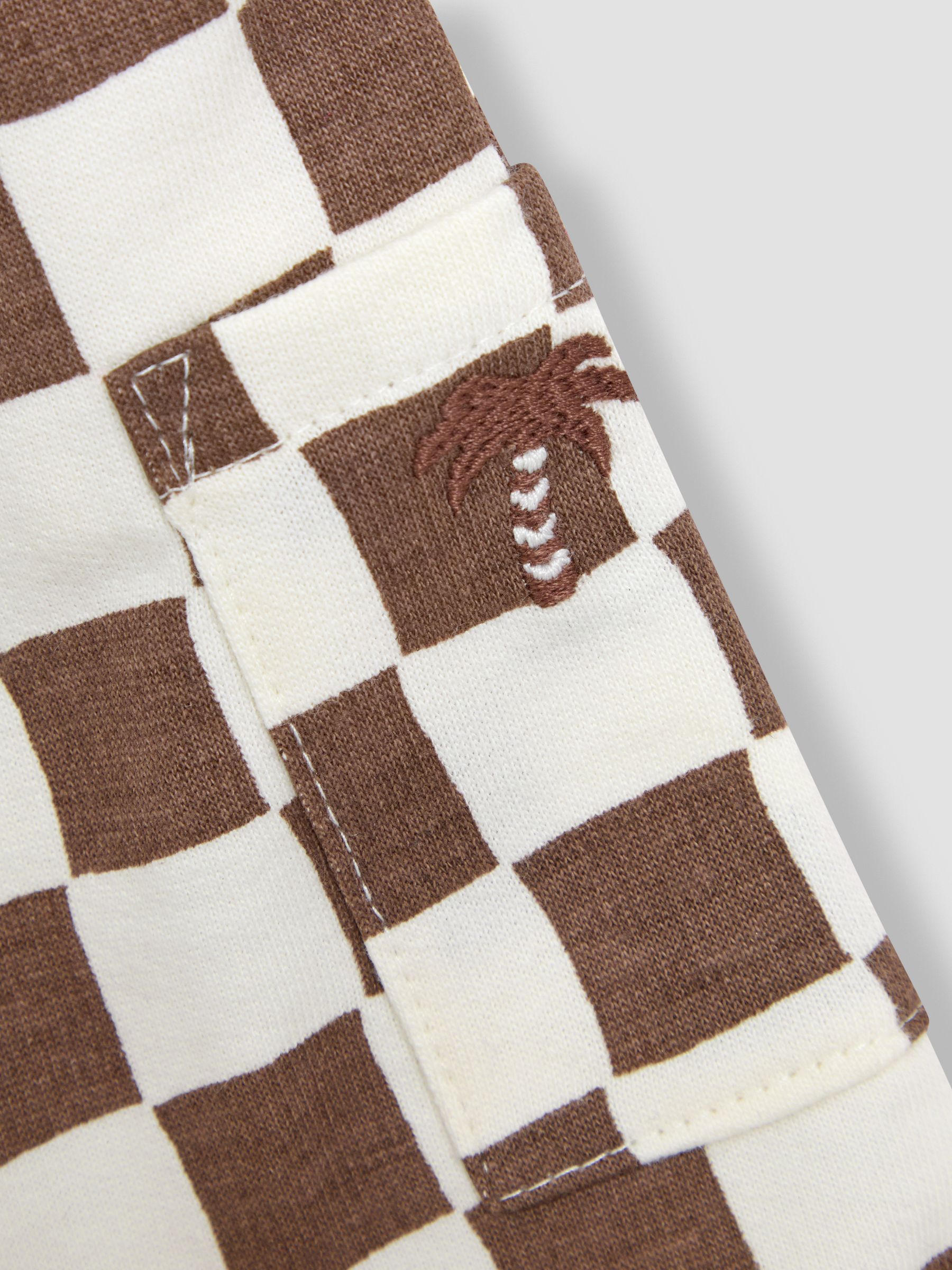 Stone 2-Piece Checkerboard Dungarees & T-Shirt Set | JoJo Maman