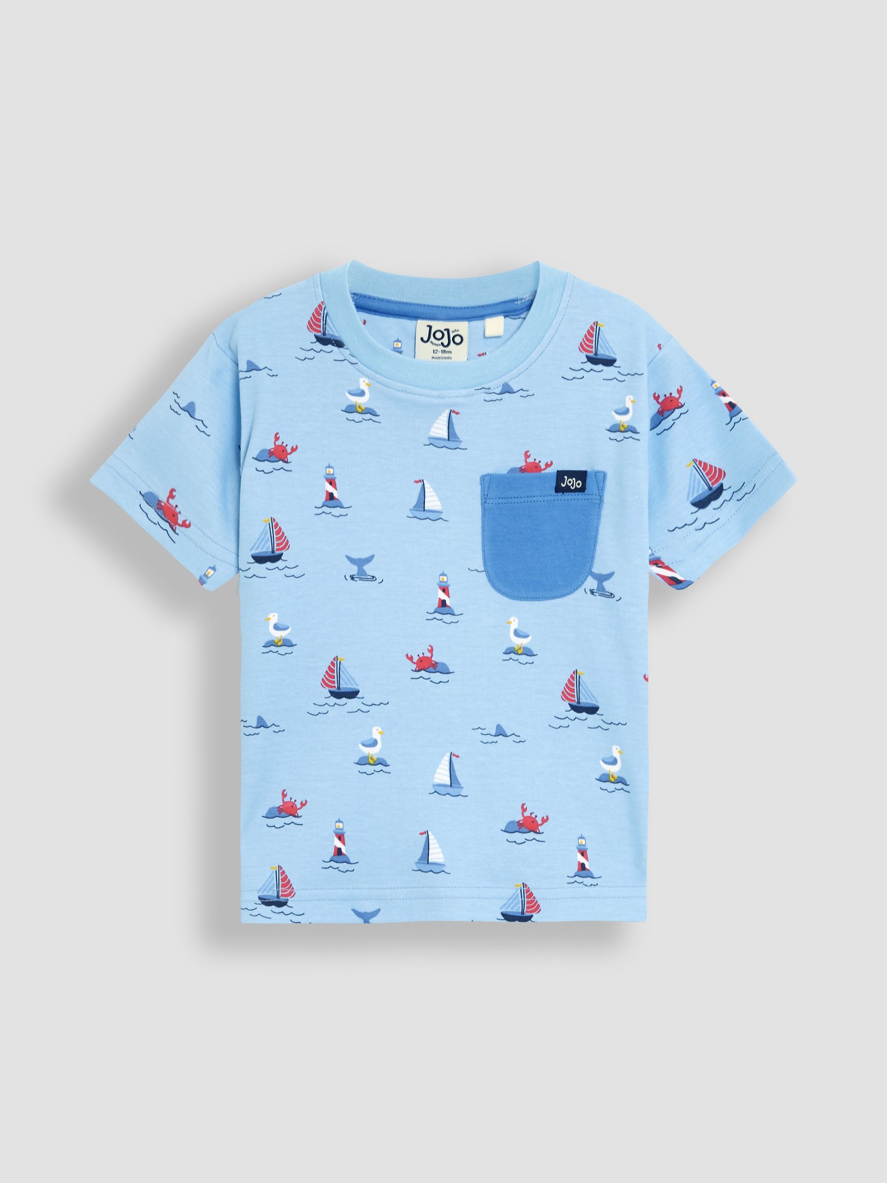 Blue Boat 100% Cotton Prtinted T-Shirt & Shorts Set - Image 2 of 6