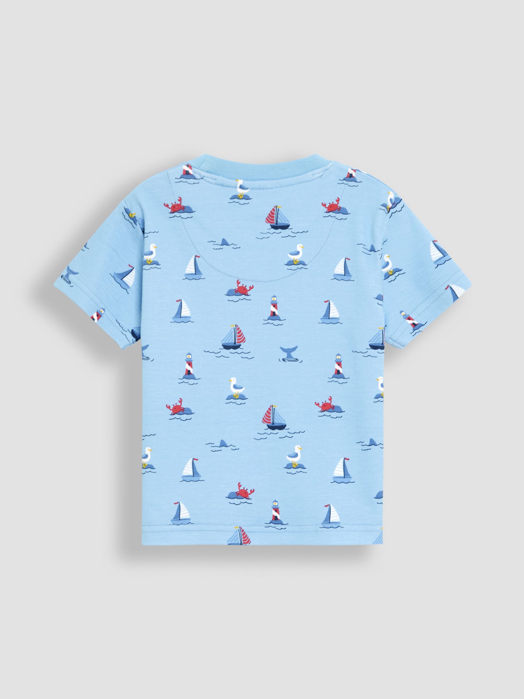 Blue Boat 100% Cotton Prtinted T-Shirt & Shorts Set - Image 3 of 6