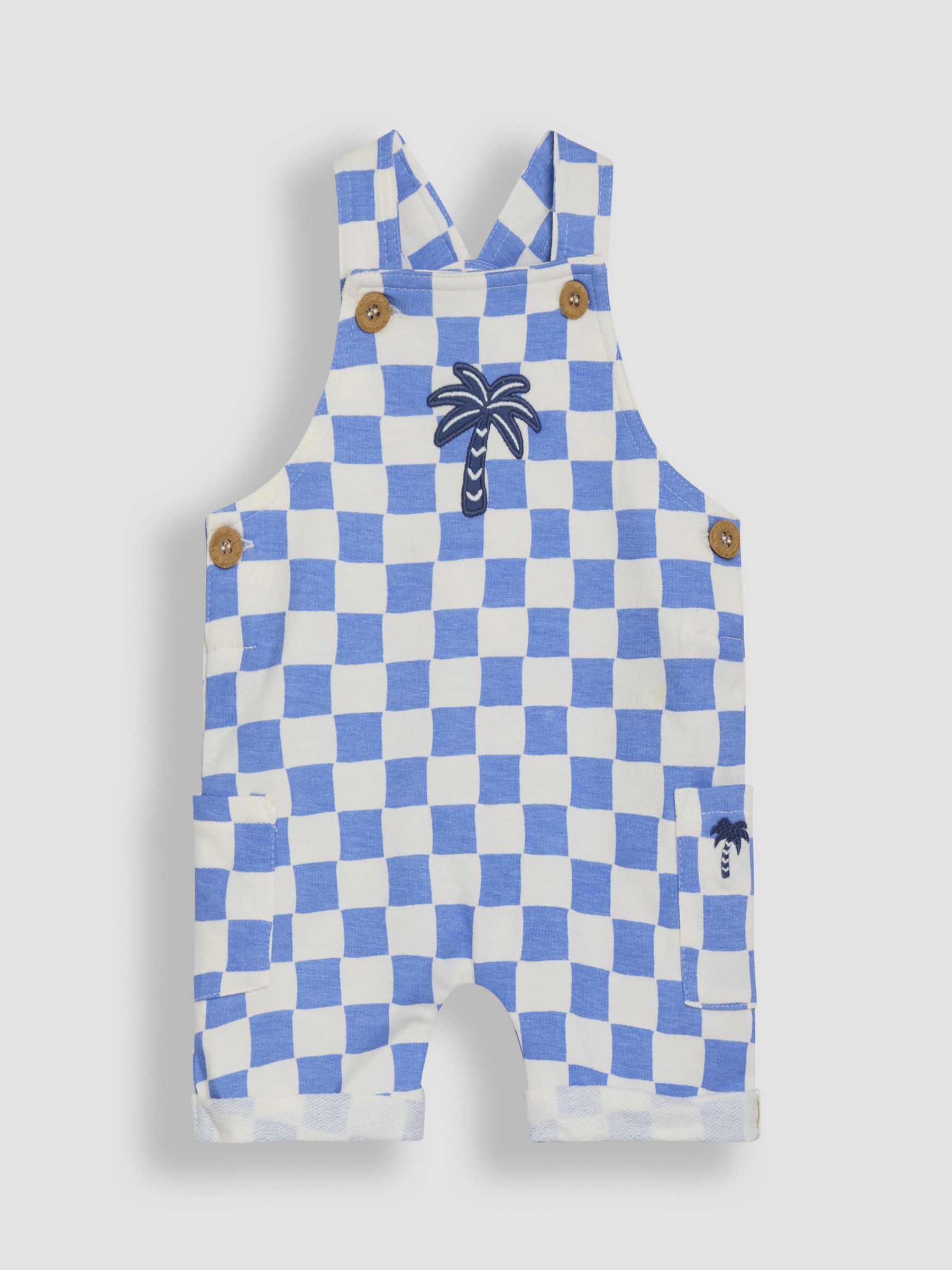Blue 2-Piece Checkerboard Dungarees & T-Shirt Set - Image 2 of 6