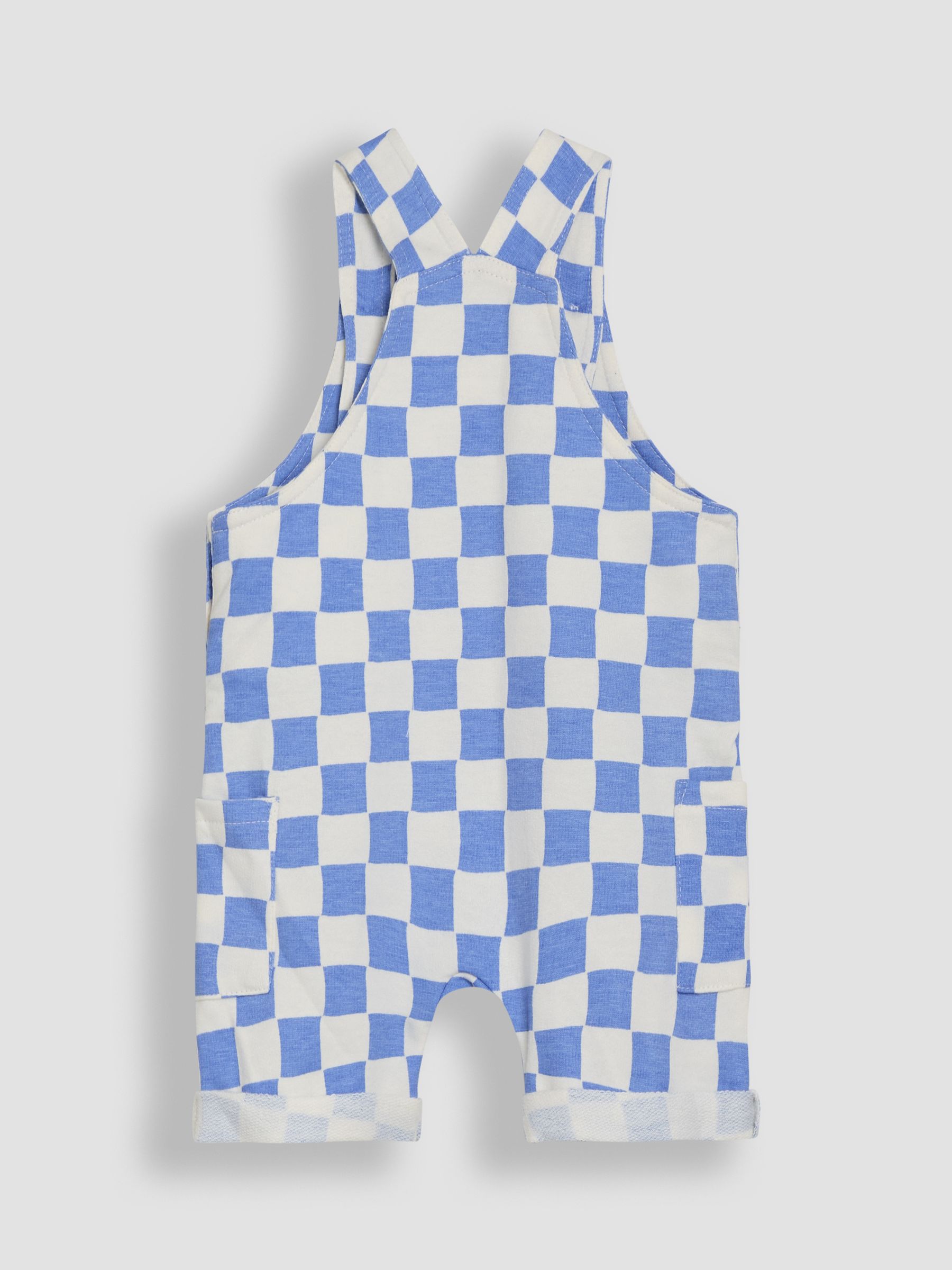 Blue 2-Piece Checkerboard Dungarees & T-Shirt Set - Image 3 of 6