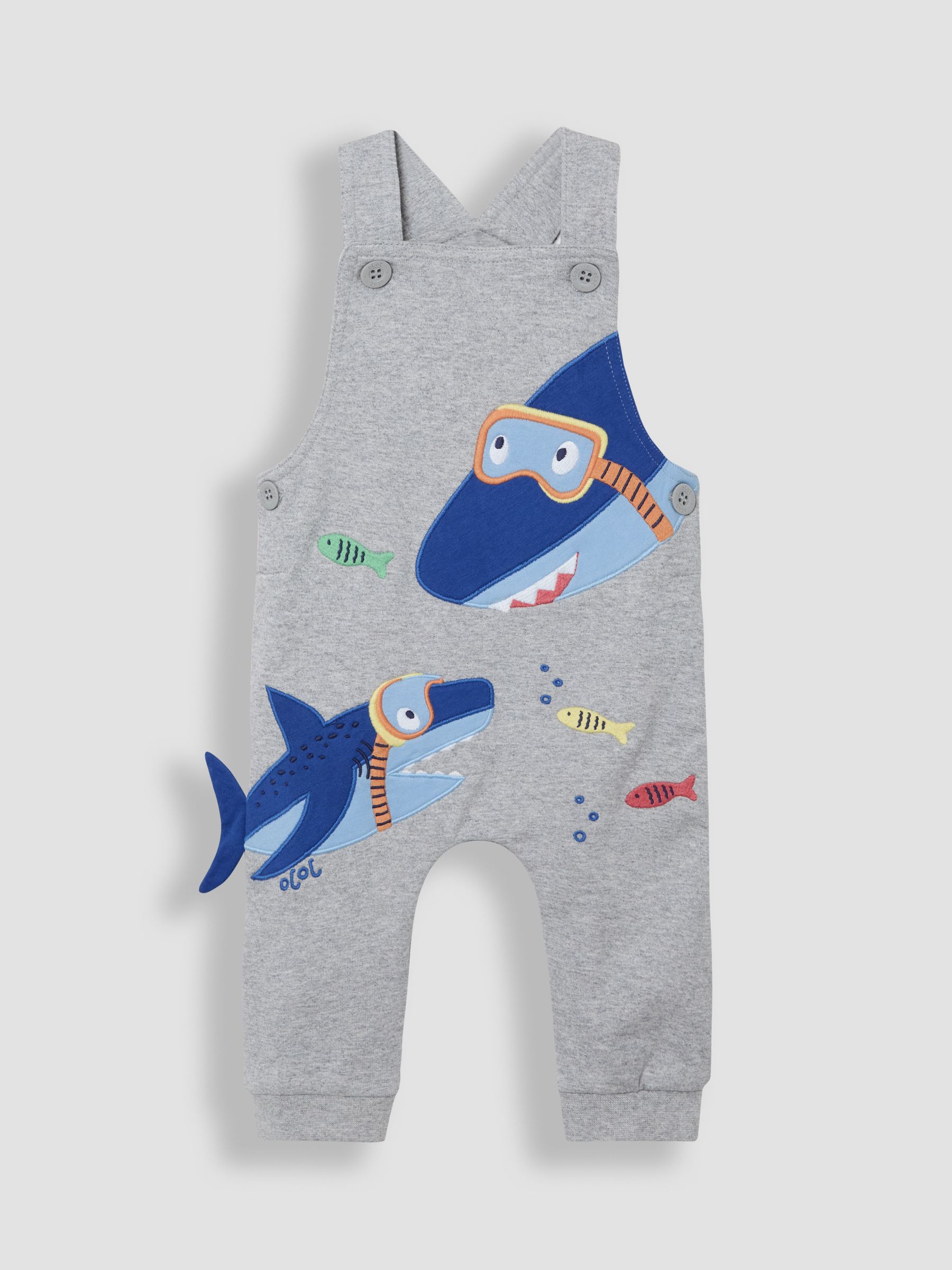Grey Shark 2-Piece Appliqué Dungarees & T-Shirt Set - Image 2 of 7