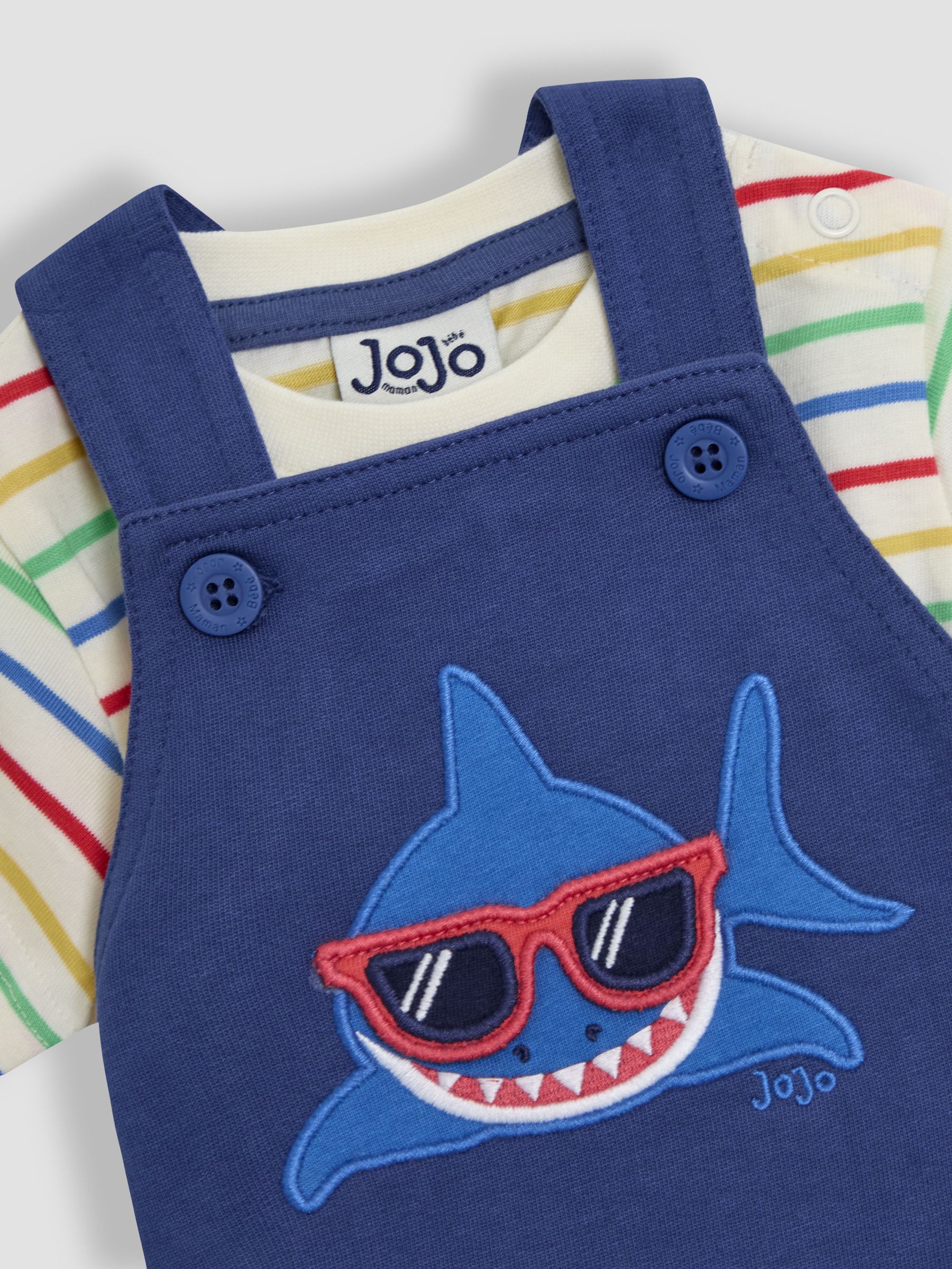 Indigo Shark 2-Piece Appliqué Dungarees & T-Shirt Set - Image 8 of 9