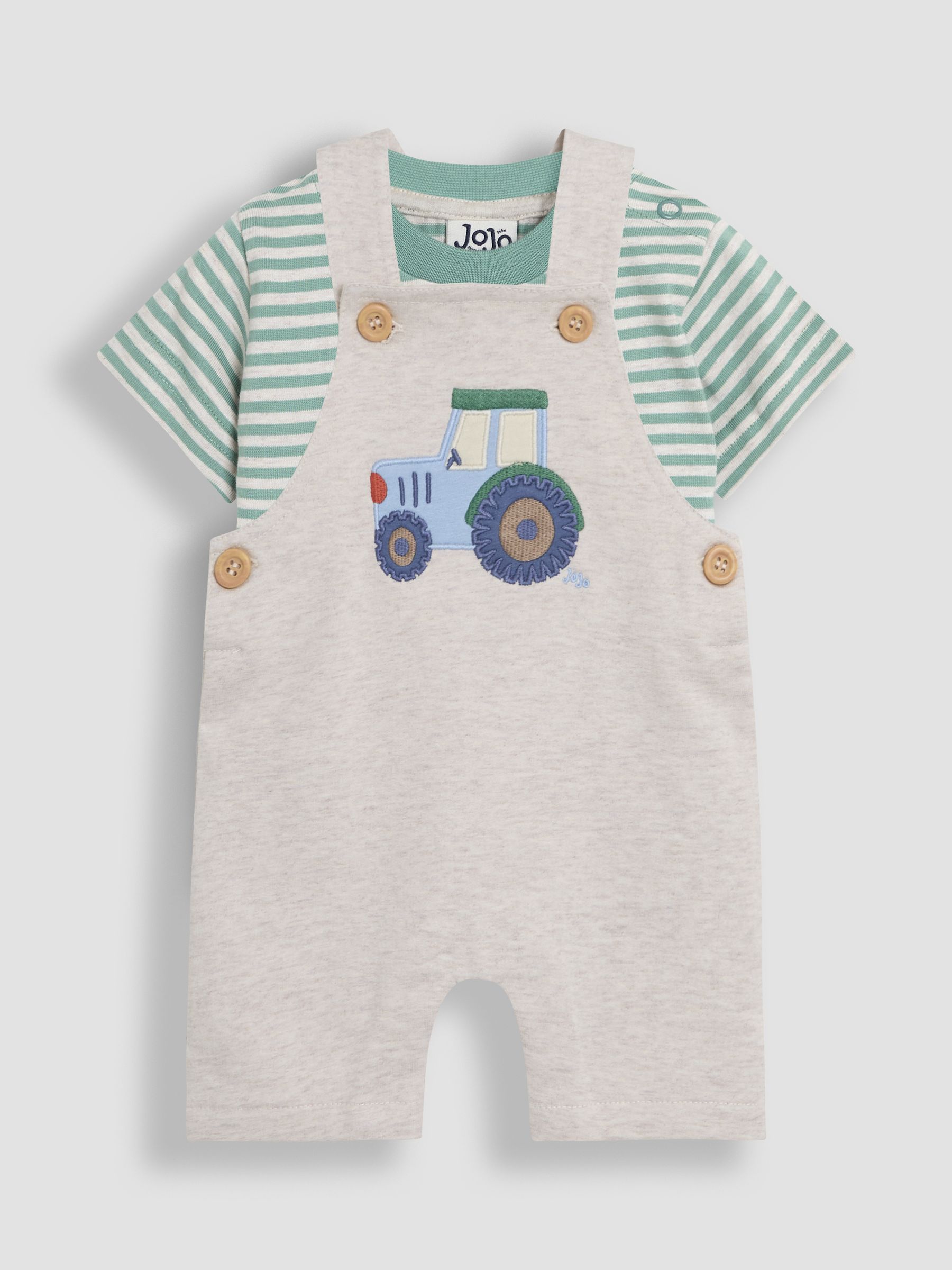 Natural Tractor 2-Piece Appliqué Dungarees & T-Shirt Set - Image 1 of 6