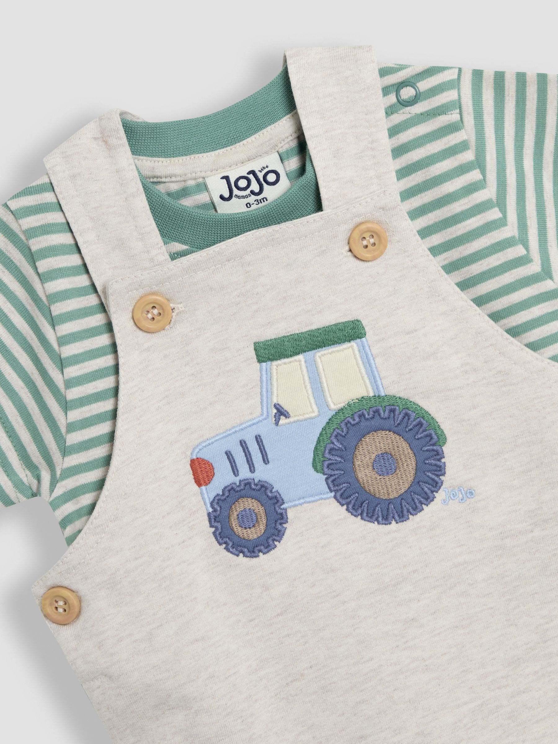 Natural Tractor 2-Piece Appliqué Dungarees & T-Shirt Set - Image 6 of 6