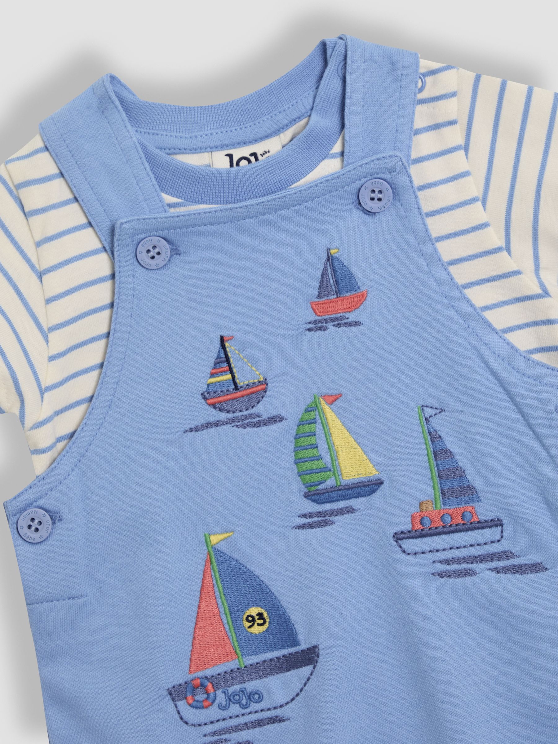 Blue Boat 2-Piece Appliqué Dungarees & T-Shirt Set - Image 2 of 7