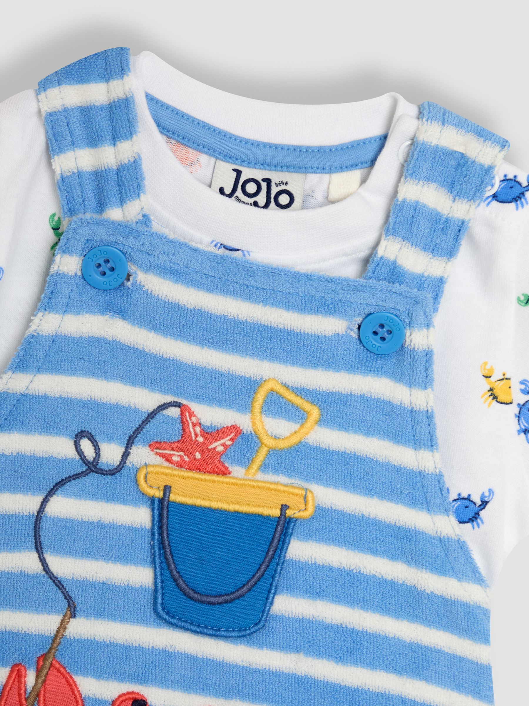 Blue Crab 2-Piece Appliqué Dungarees & T-Shirt Set - Image 8 of 8