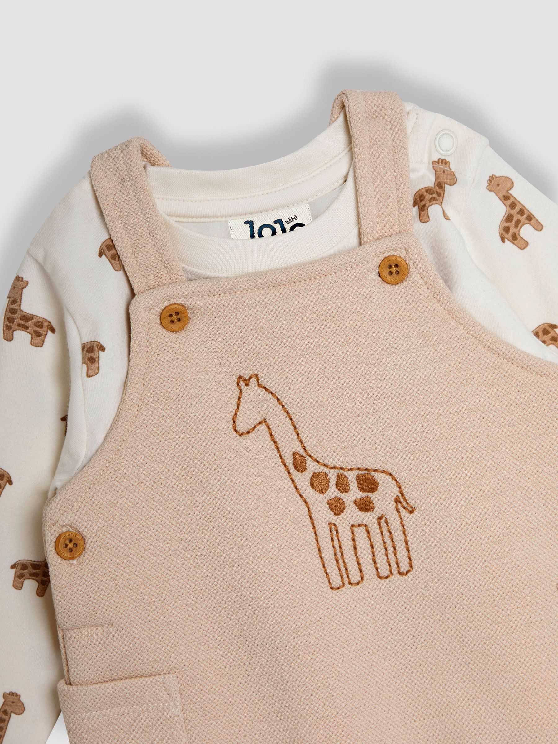Stone Giraffe Embroidered Dungarees & T-Shirt Set - Image 2 of 7