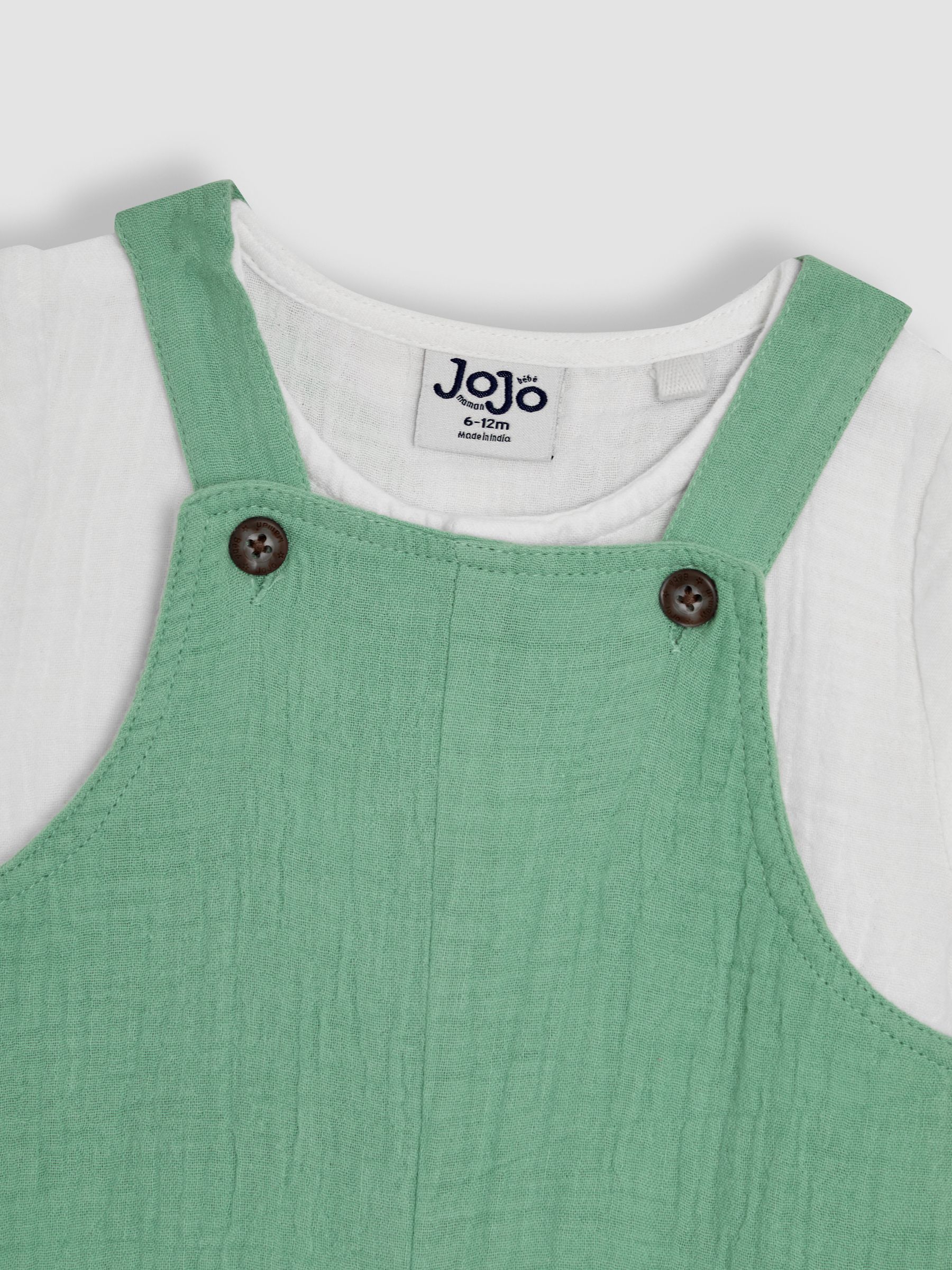 Green 2-Piece Cheesecloth Dungarees & Bodysuit Set - Image 6 of 7