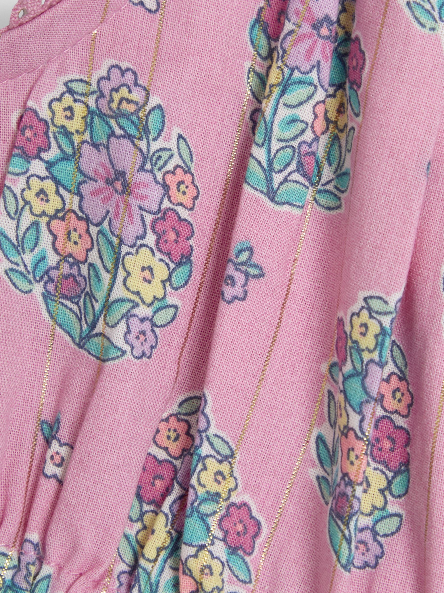 Pink Floral Bouquet Sparkle Frill Sleeve Jumpsuit - Image 3 of 3