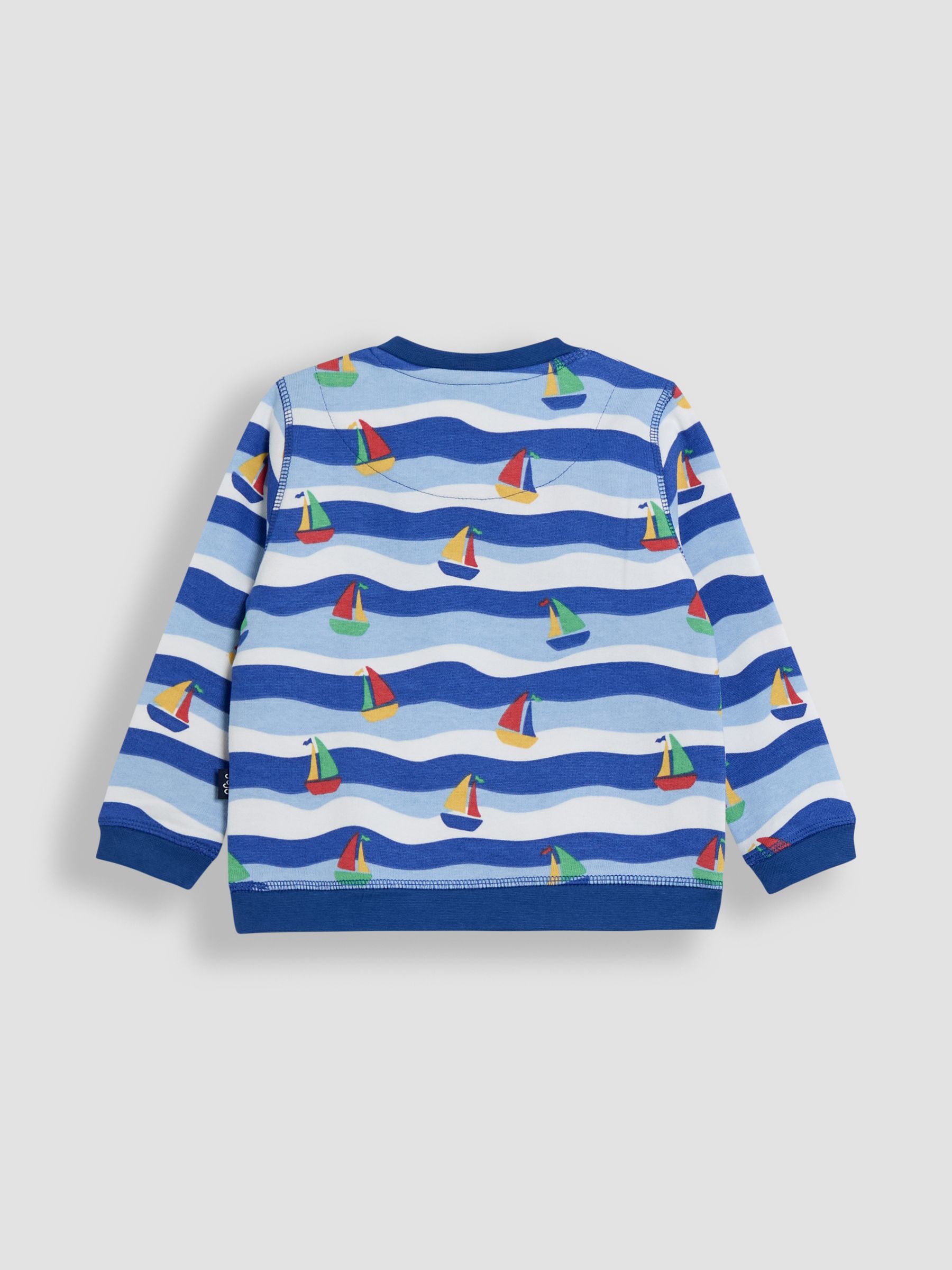 Blue Sailboat Printed 100% Cotton Sweatshirt & Joggers Set - Image 3 of 4