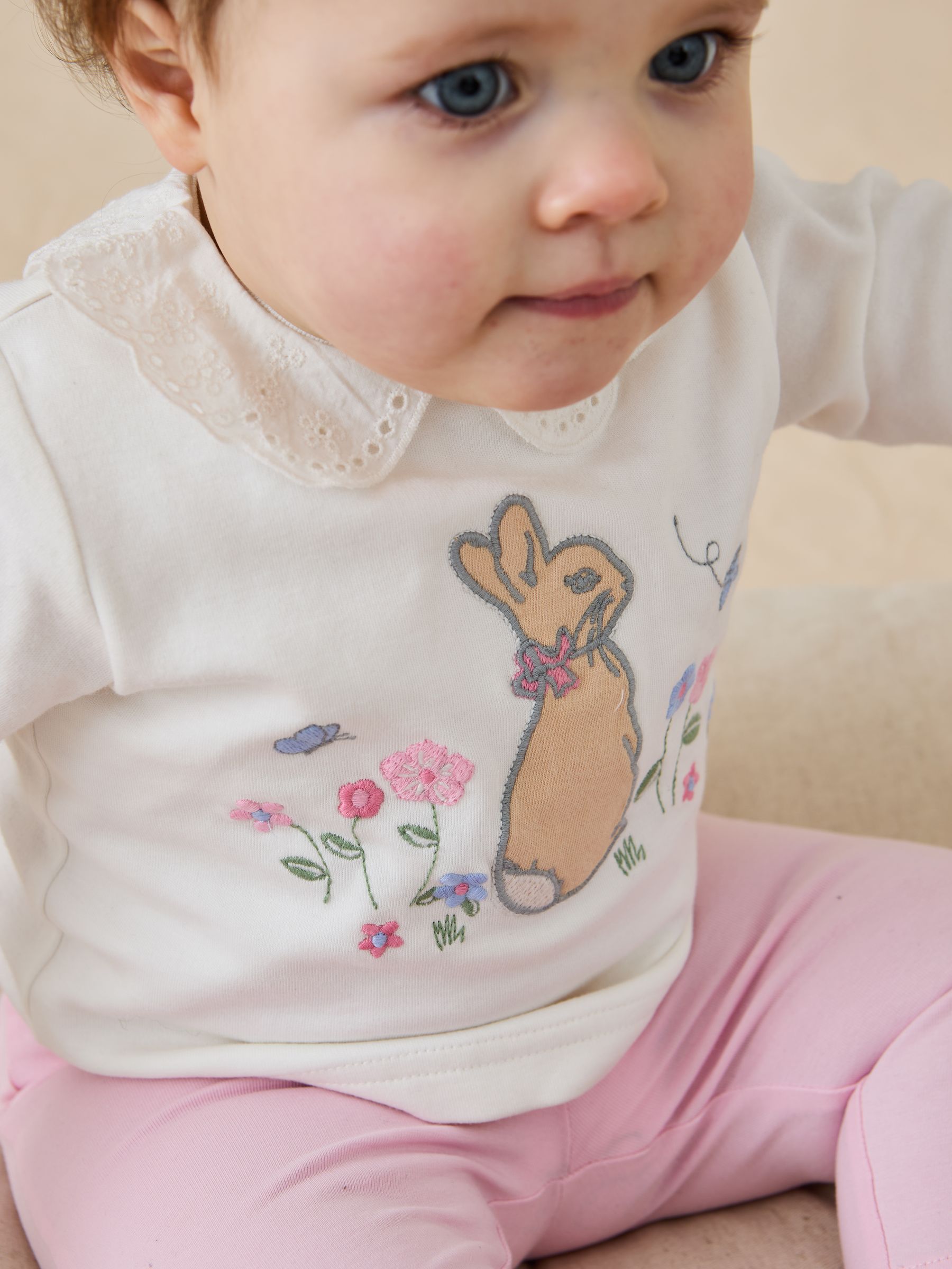 Cream 3 Piece Flopsy Bunny Top & Bottom Set - Image 2 of 6