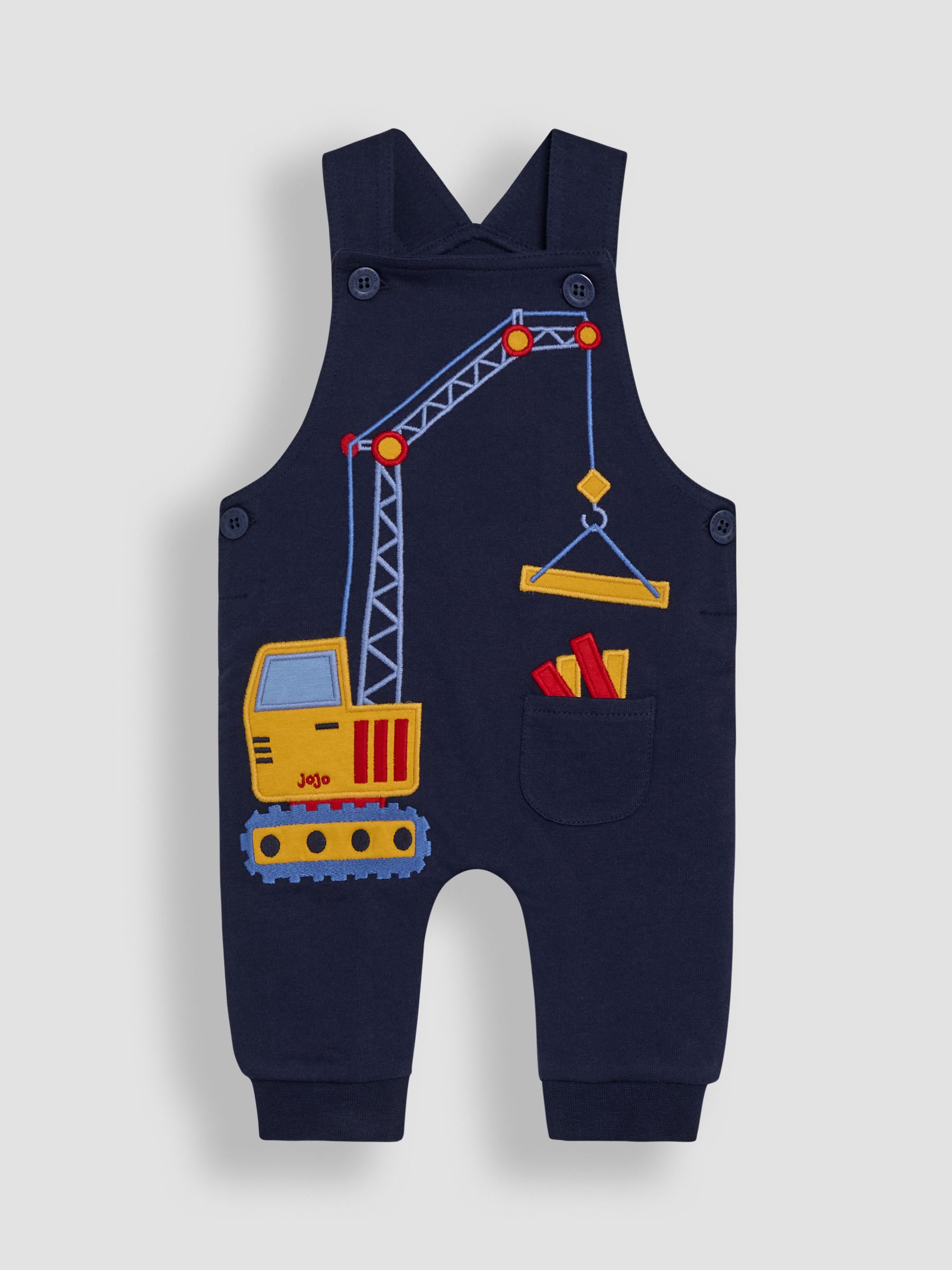 Navy Crane 2-Piece Appliqué Dungarees & T-Shirt Set - Image 2 of 6