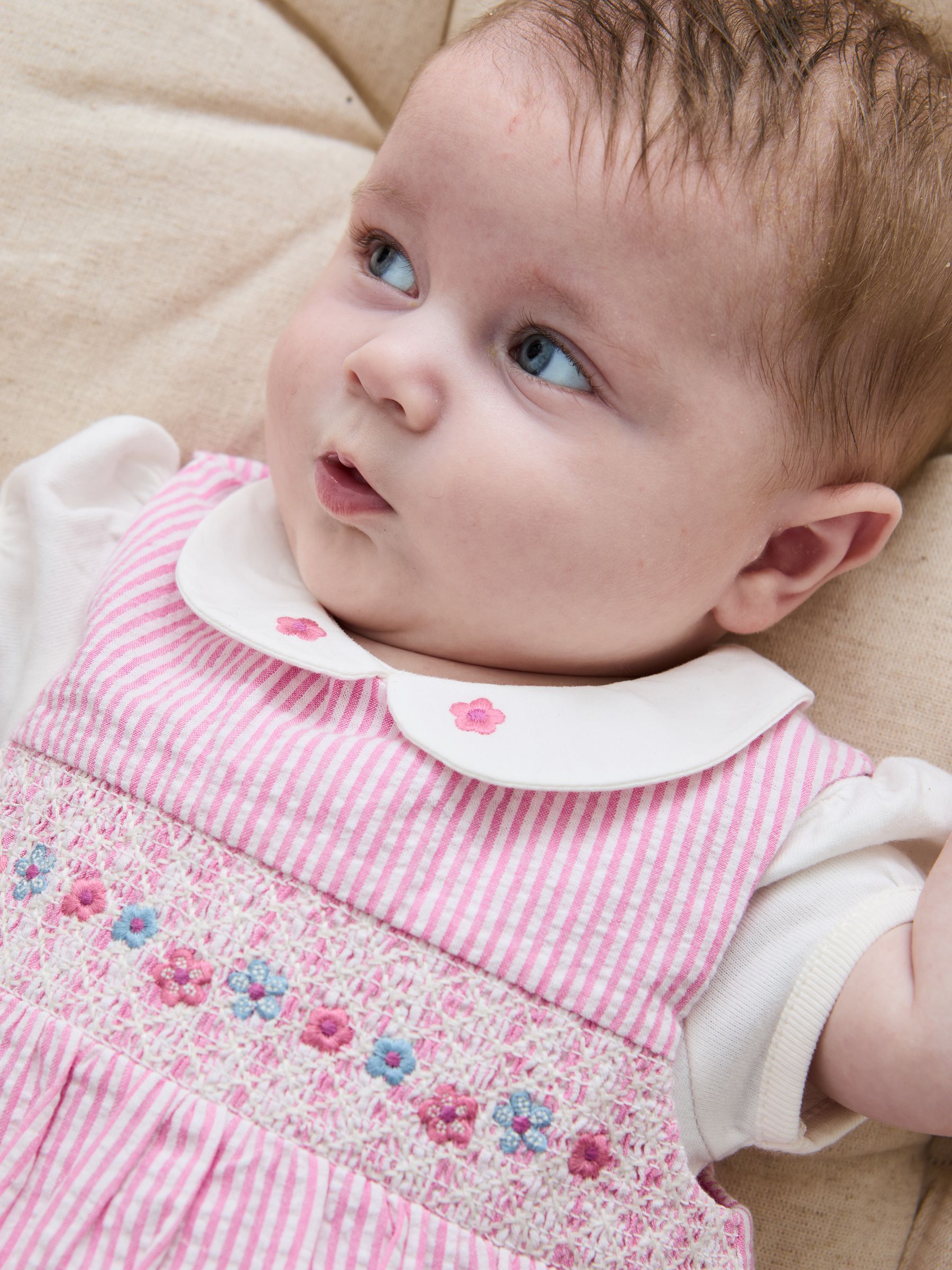 Pink Flopsy Bunny Stripe 100% Cotton Dress, Body & Knickers Set - Image 3 of 10