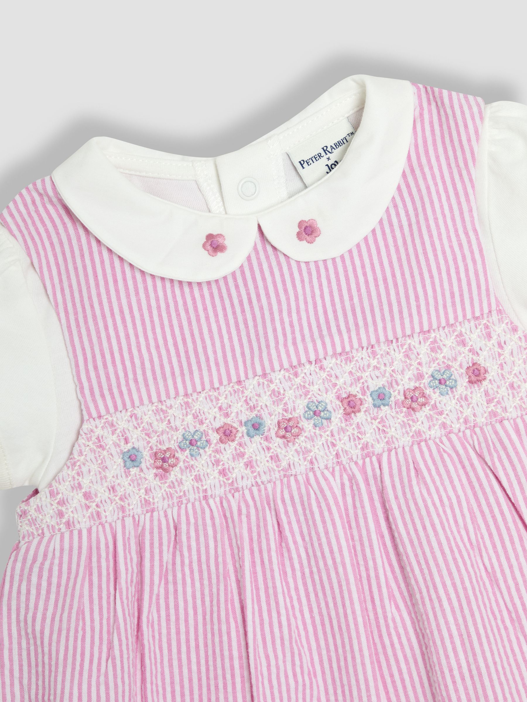 Pink Flopsy Bunny Stripe 100% Cotton Dress, Body & Knickers Set - Image 5 of 10