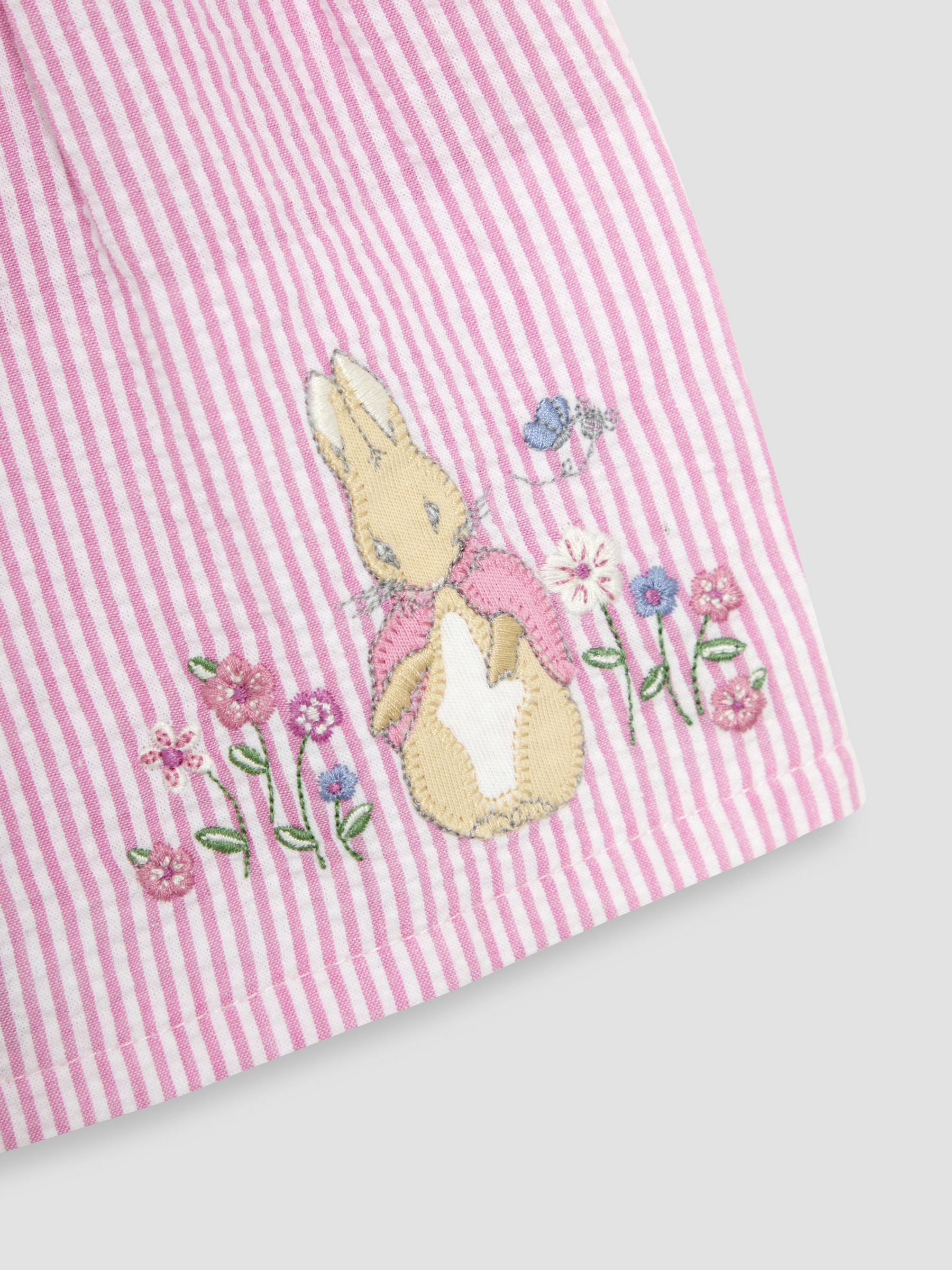 Pink Flopsy Bunny Stripe 100% Cotton Dress, Body & Knickers Set - Image 8 of 10