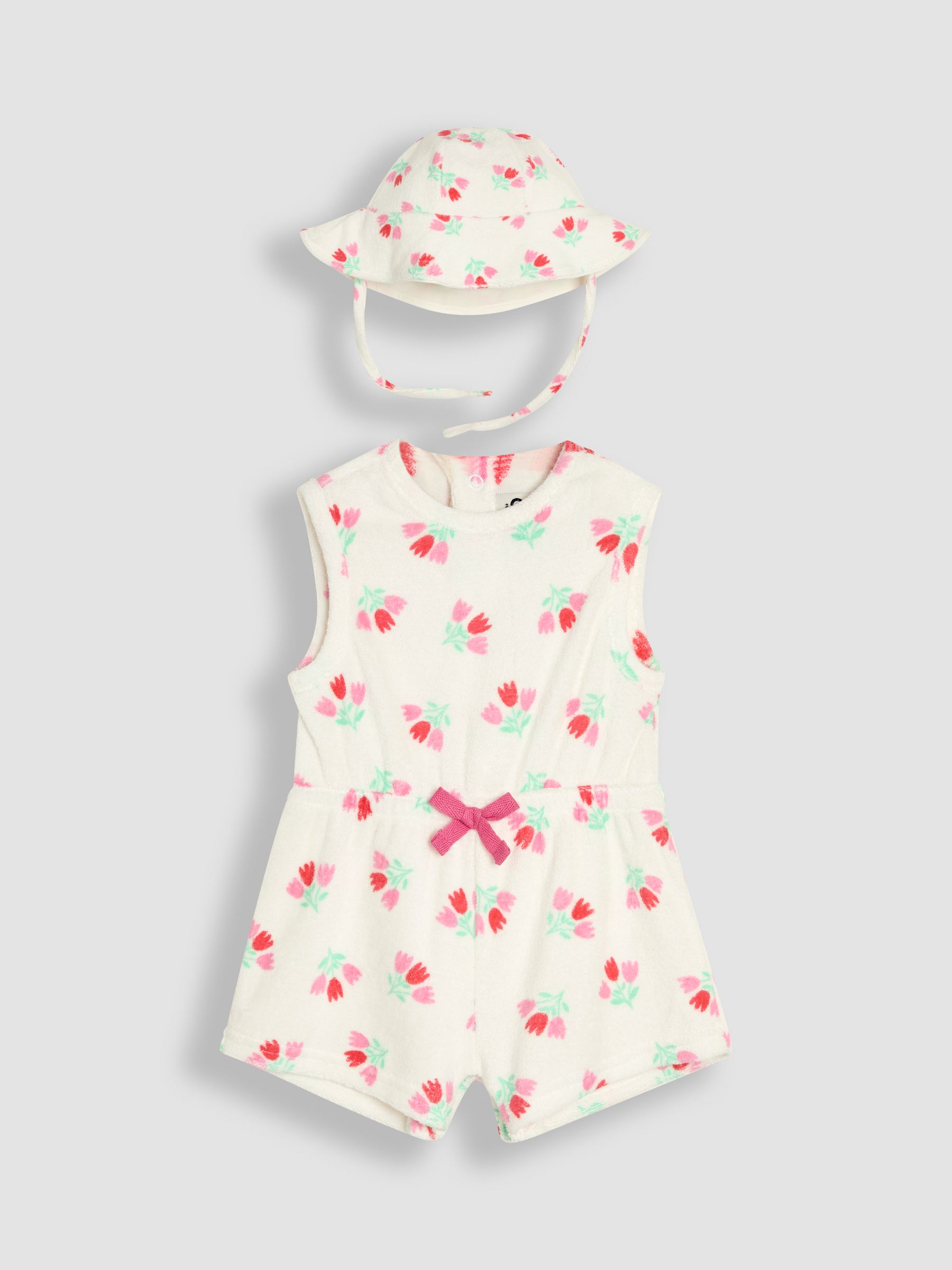 Cream Floral Towelling Sunsuit & Scrunchie - Image 1 of 5