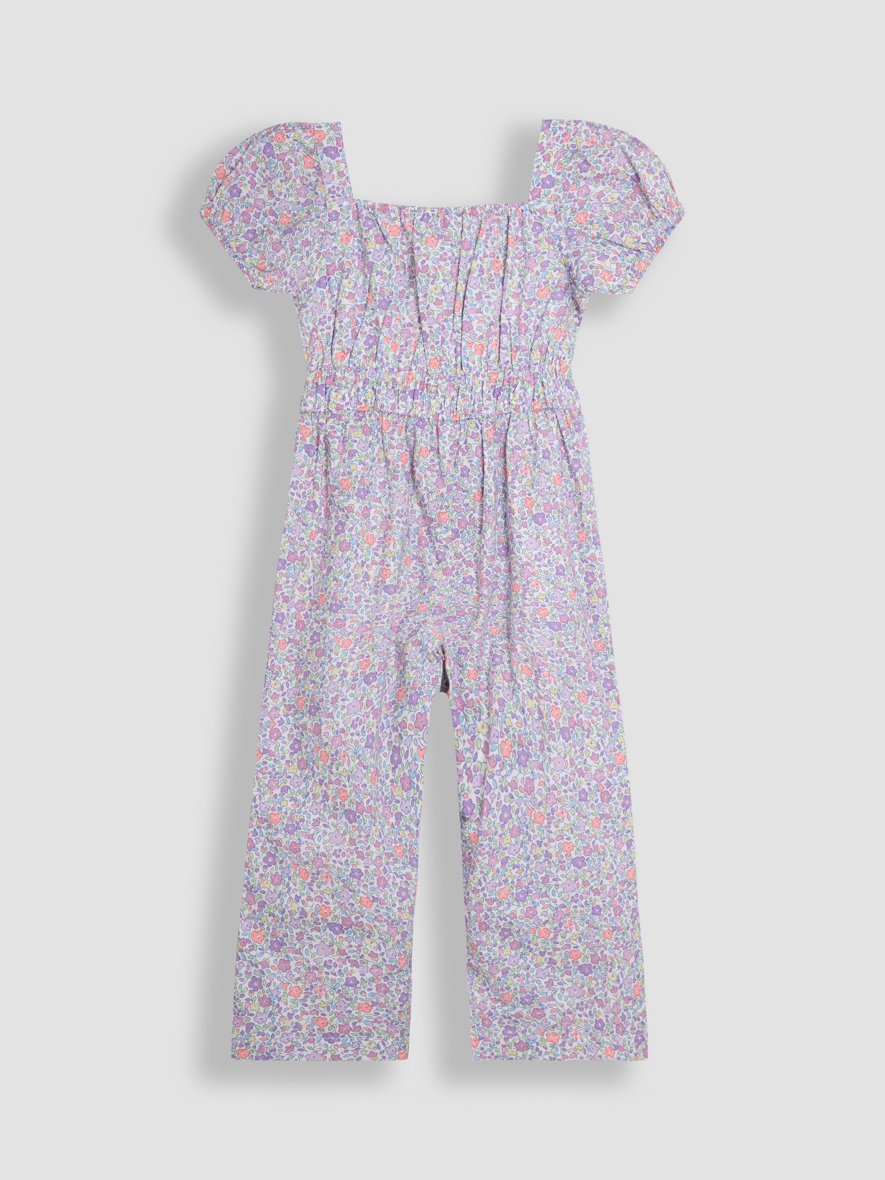 Lilac Purple Ditsy Floral Print Puff Sleeve Jumpsuit - Image 2 of 3
