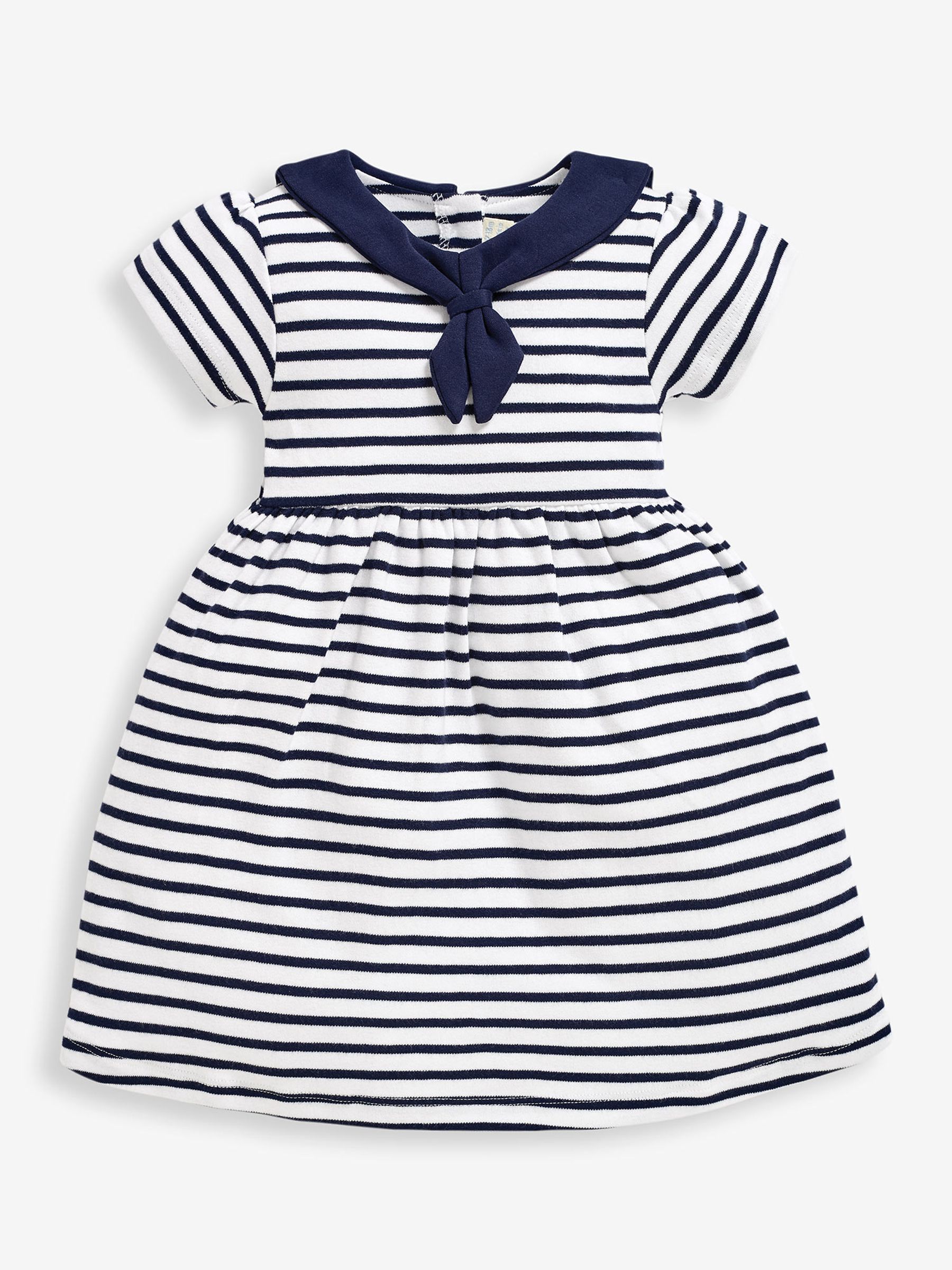 White Navy Stripe Short Sleeve Sailor 100% Cotton Dress - Image 2 of 4