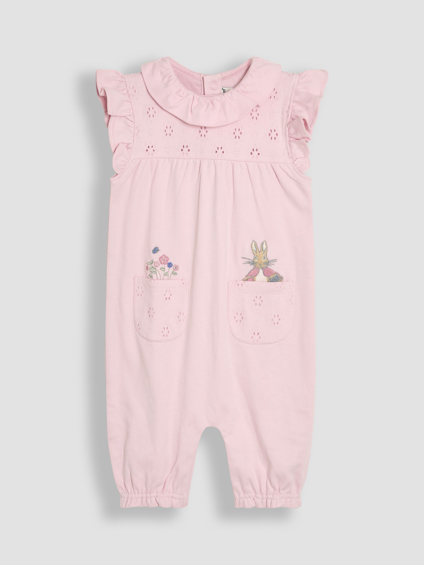 Pink Flopsy Bunny Frill Broderie Romper - Image 1 of 3