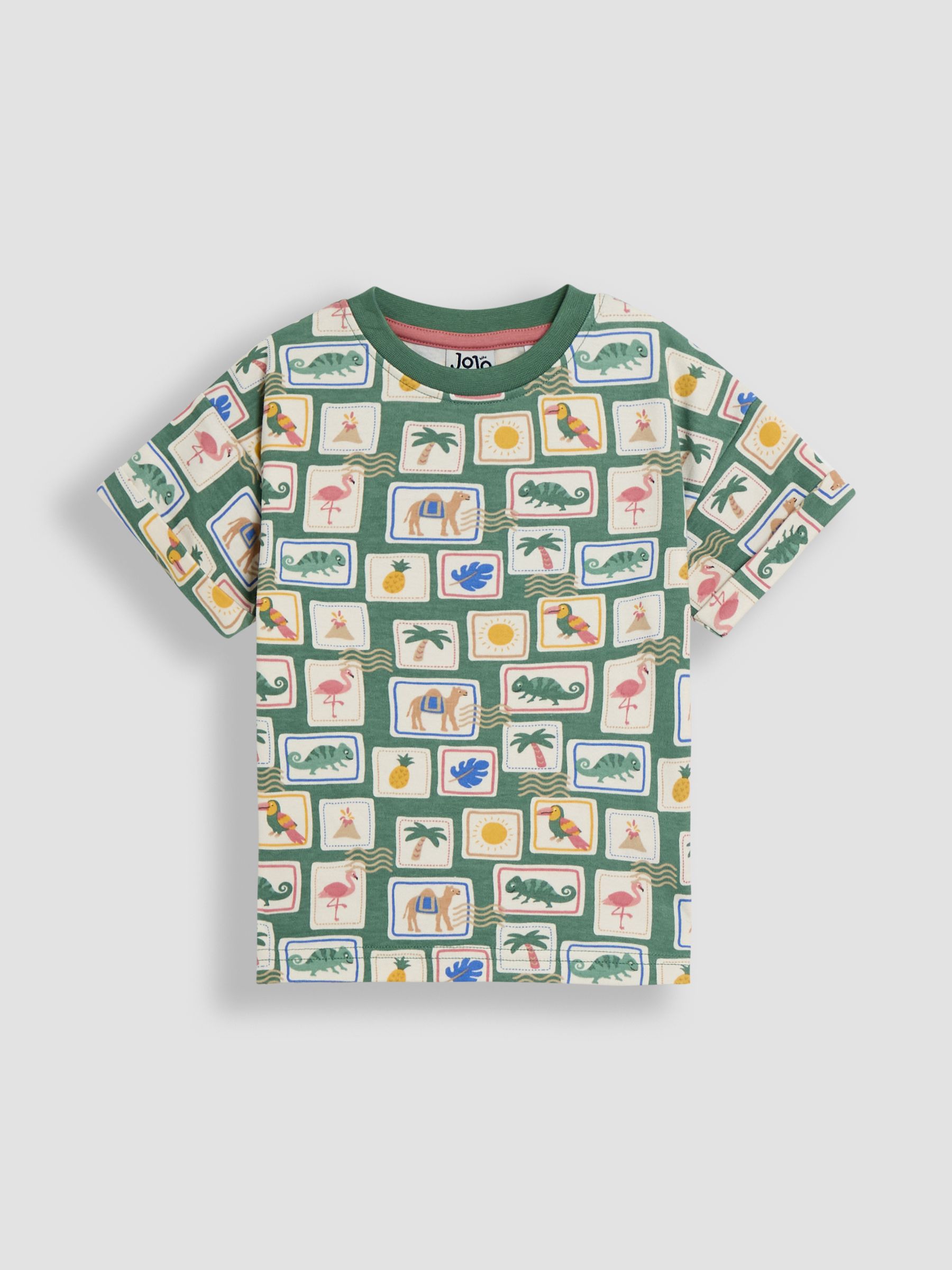 Khaki Tropical Postcard 2-Piece Printed T-Shirt & Short Set - Image 2 of 6