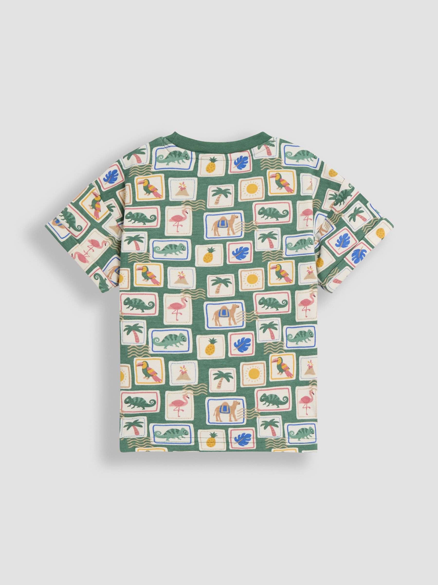 Khaki Tropical Postcard 2-Piece Printed T-Shirt & Short Set - Image 3 of 6