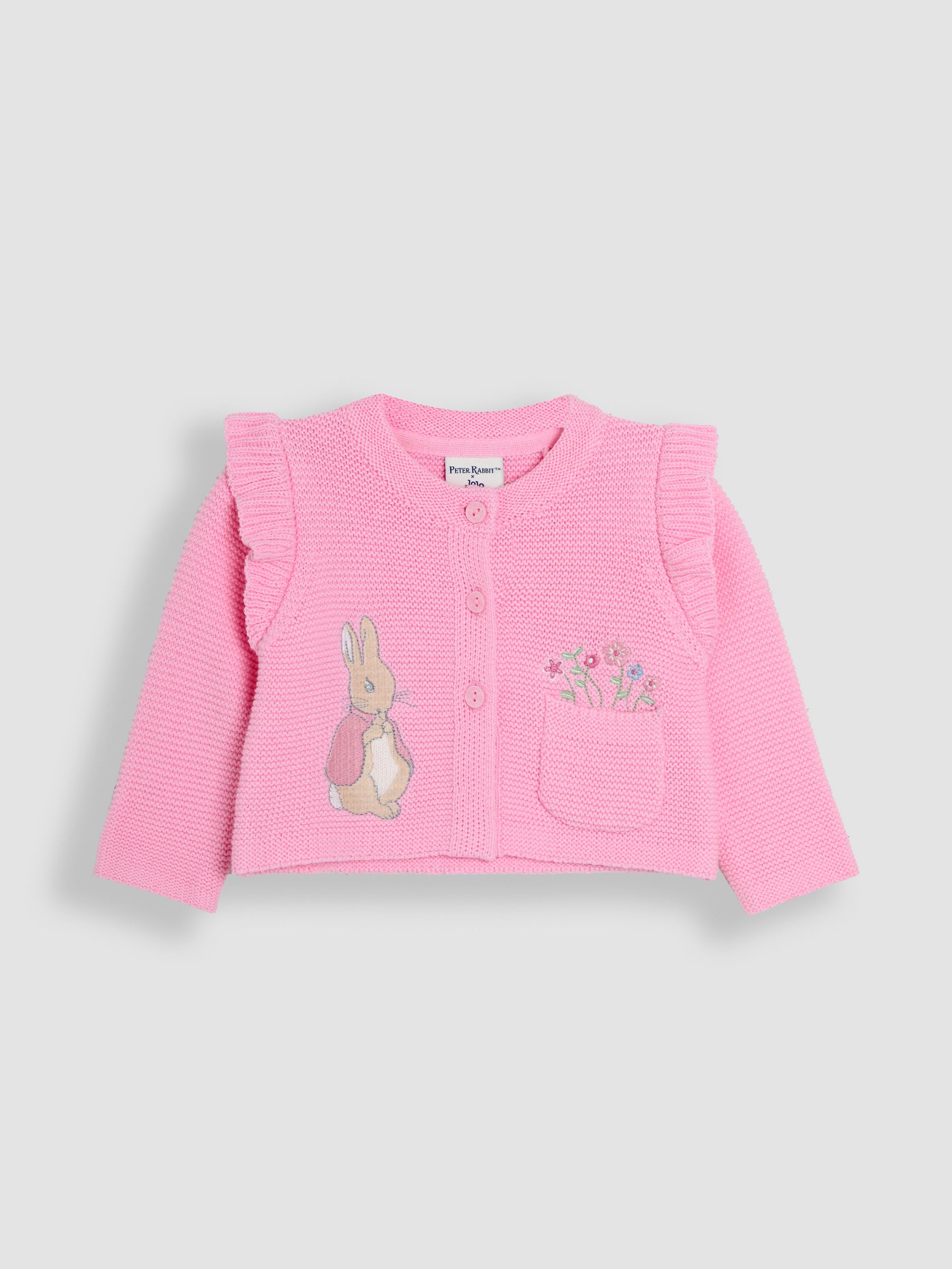 Dusky Pink Flopsy Bunny Scallop Collar Cardigan - Image 1 of 4