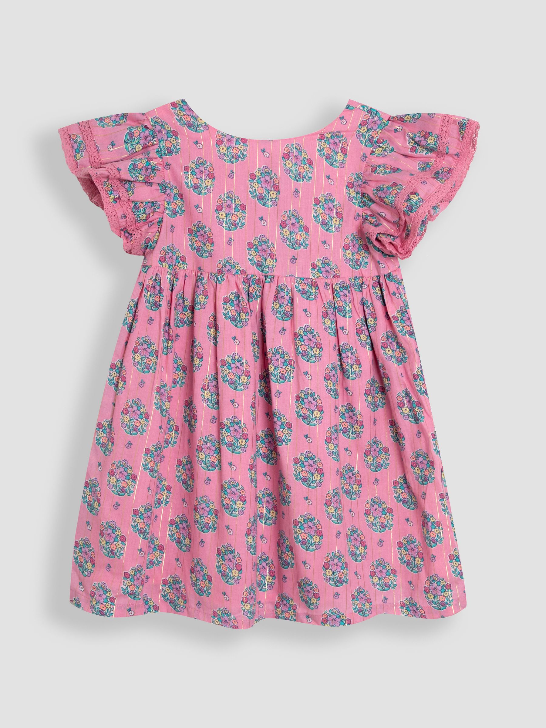 Pink Bouquet Sparkle Double Frill Shoulder Dress - Image 1 of 3