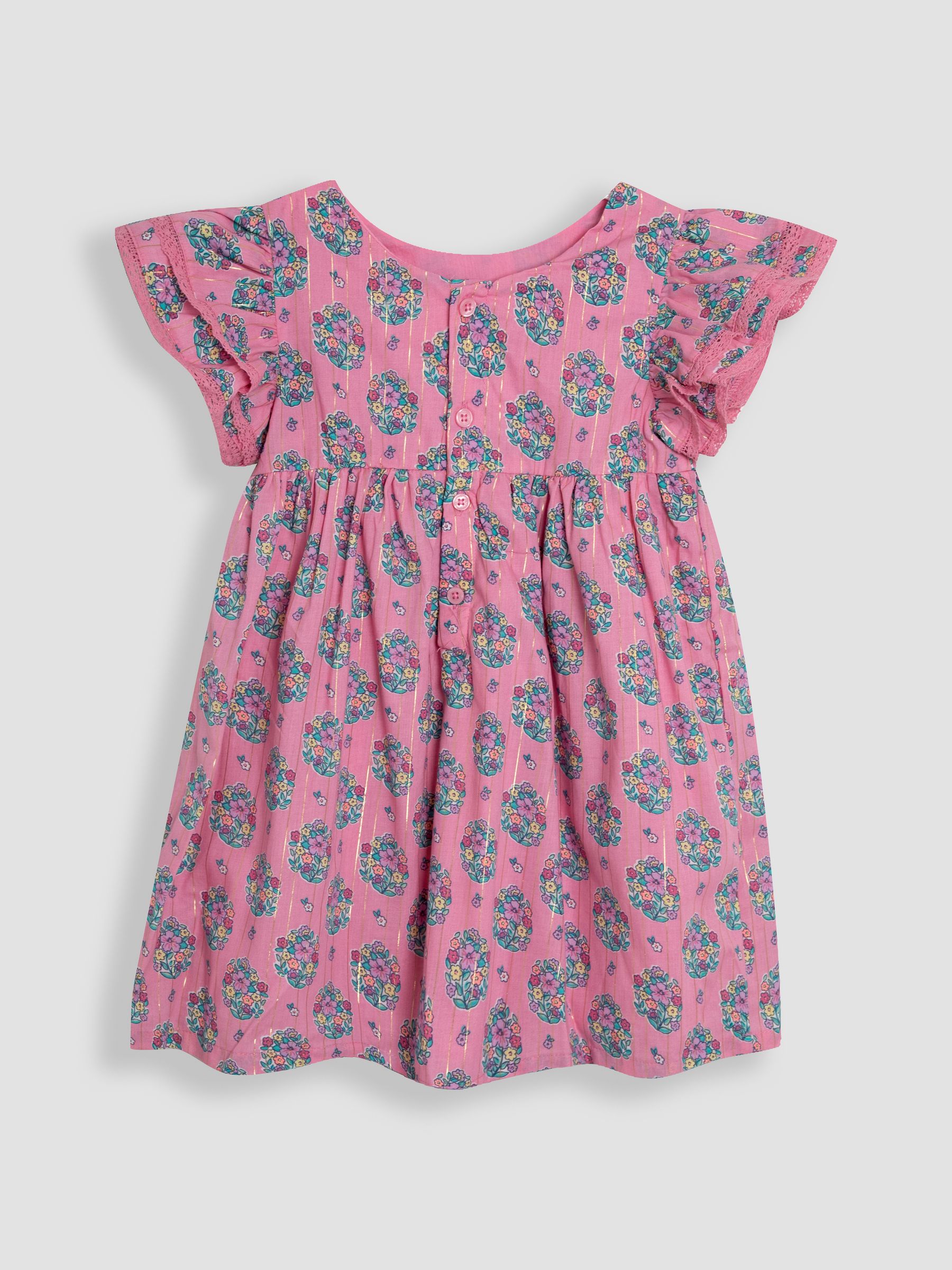 Pink Bouquet Sparkle Double Frill Shoulder Dress - Image 2 of 3