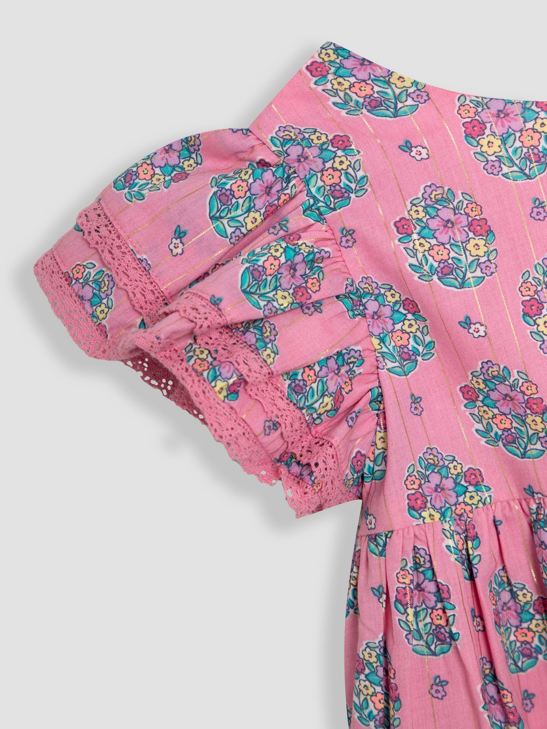 Pink Bouquet Sparkle Double Frill Shoulder Dress - Image 3 of 3
